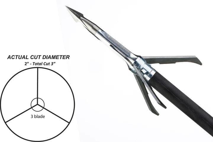 Grim Reaper archery pro series 3-blade mechanical broadhead with cut diameter diagram