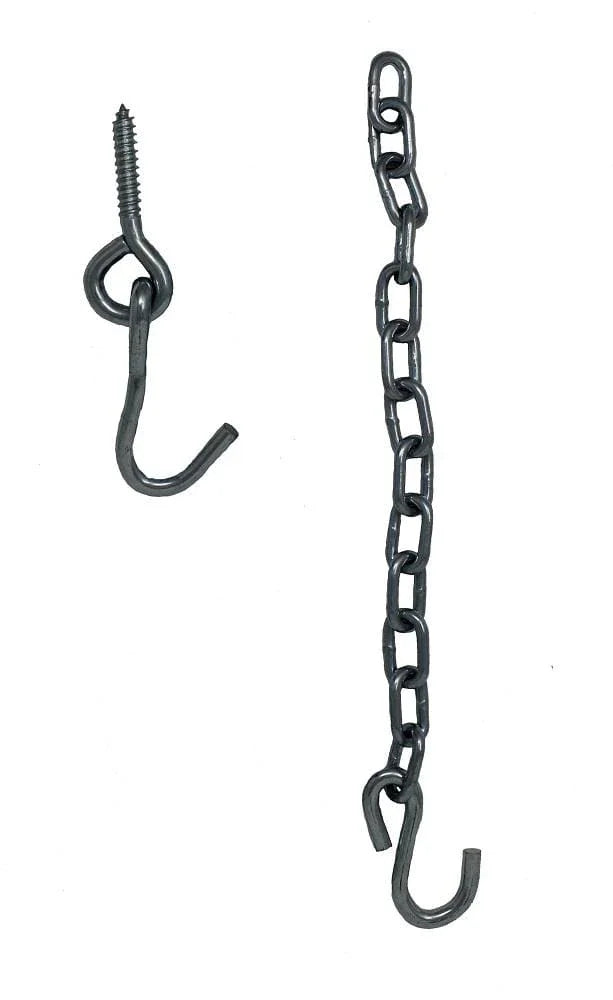 Hammock chair chain kit with metal chain and hook on white background