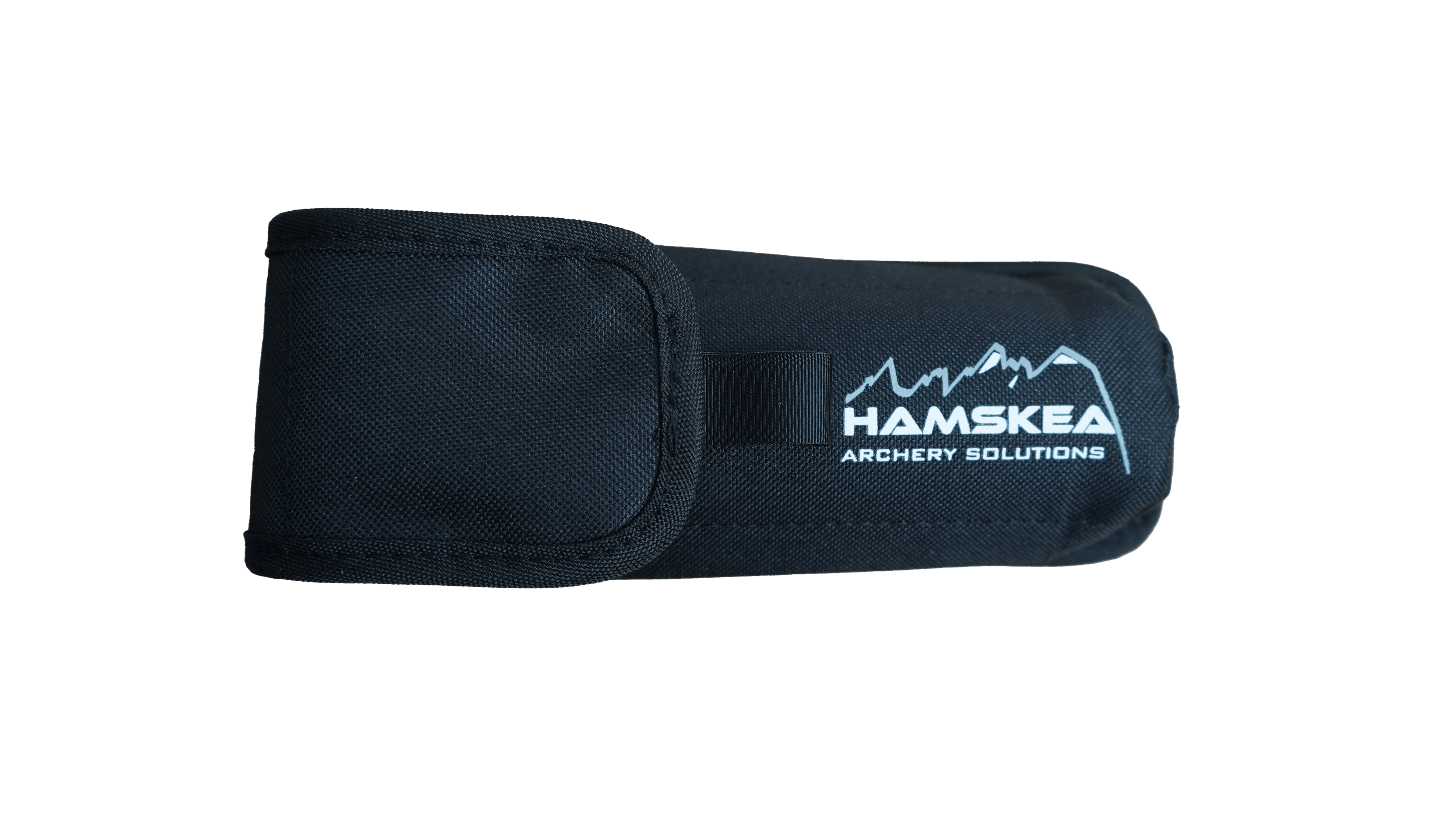 Hamskea Archery Solutions black fabric holster with logo on plain background