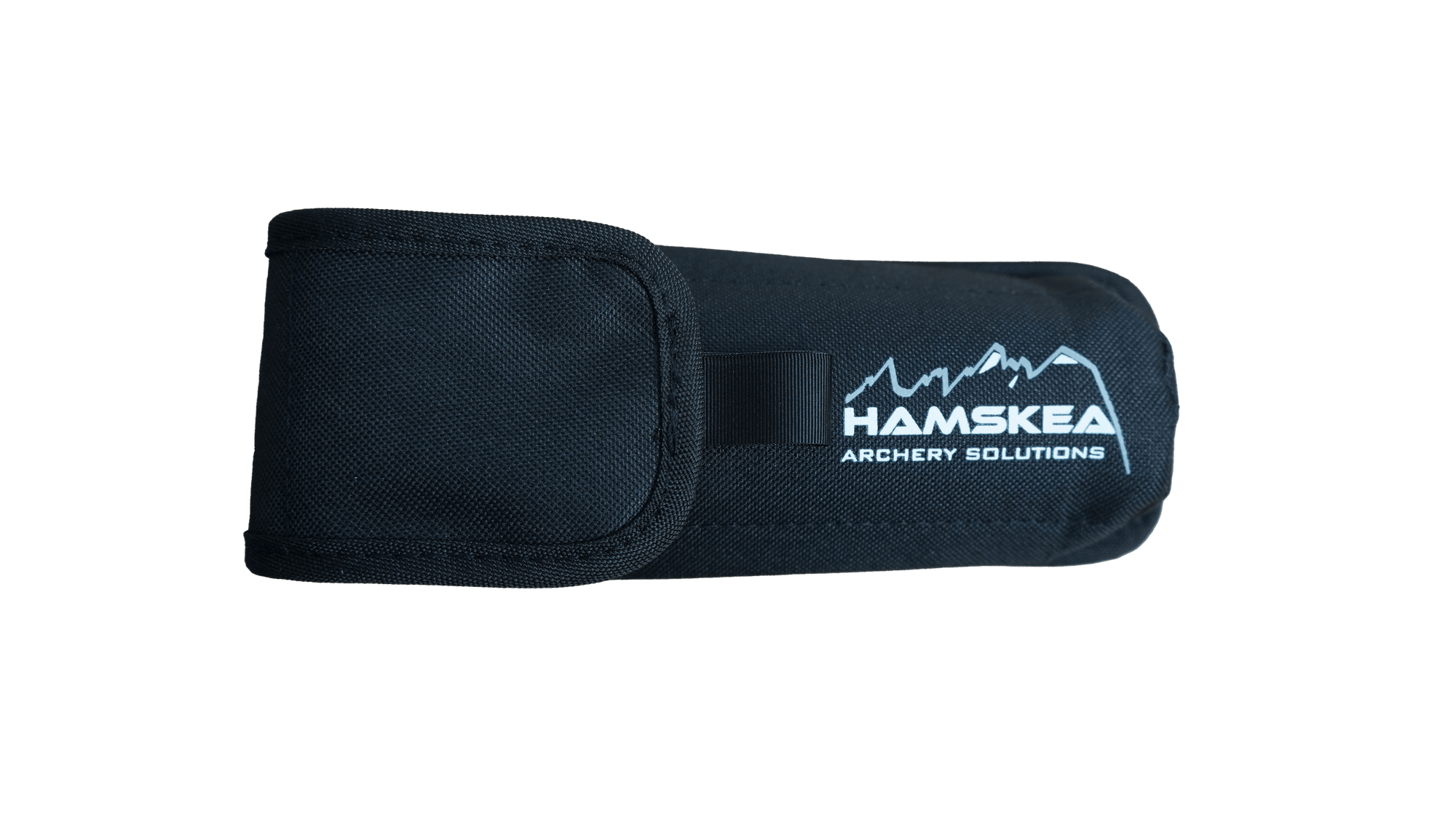 Hamskea Archery Solutions black fabric holster with logo on plain background