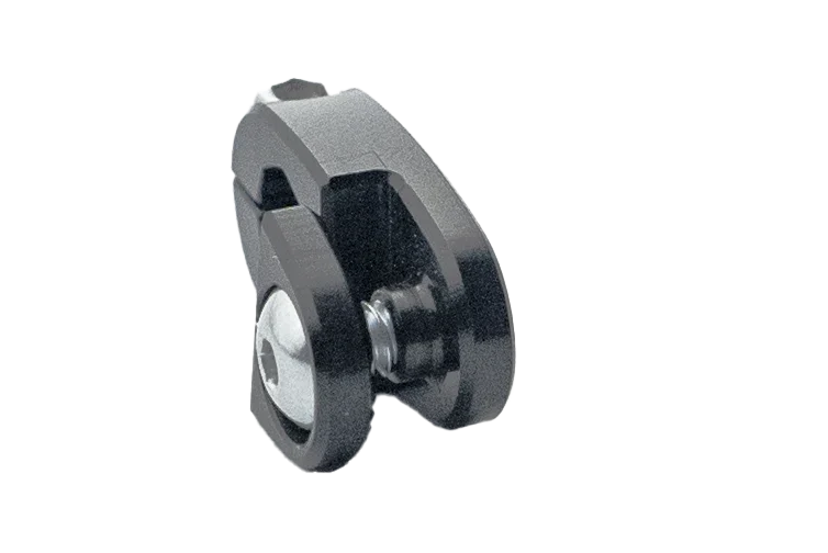 Black 2-piece lever arm with metal screw, isolated on white background