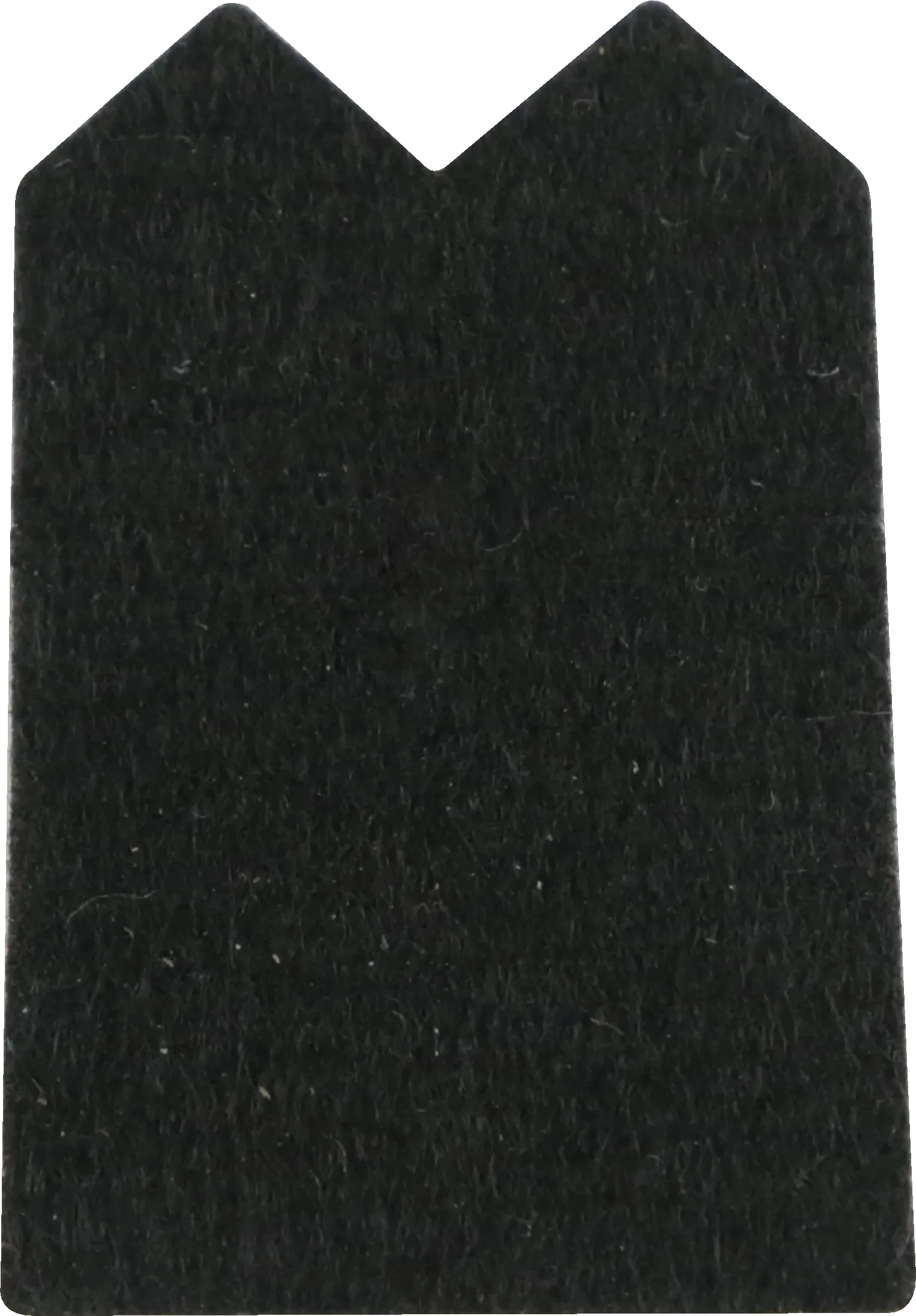 Black die-stamped felt pad for Accu-Guide arrow rest launcher, rectangle with notched top