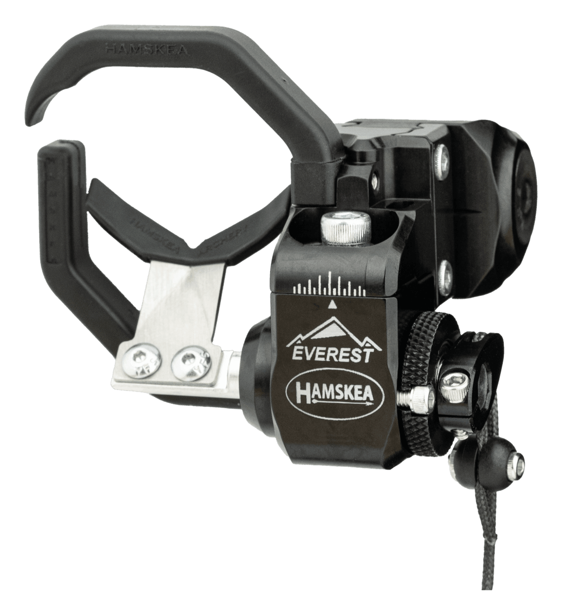 Hamskea Everest arrow rest with Mathews approved bracket, black and silver, archery accessory