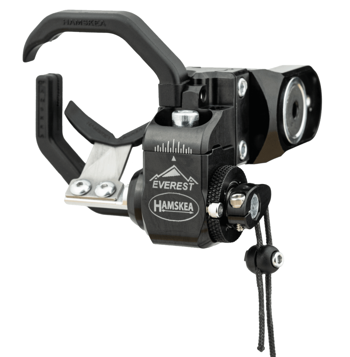 Hamskea Everest arrow rest with universal bracket, black archery accessory on white background
