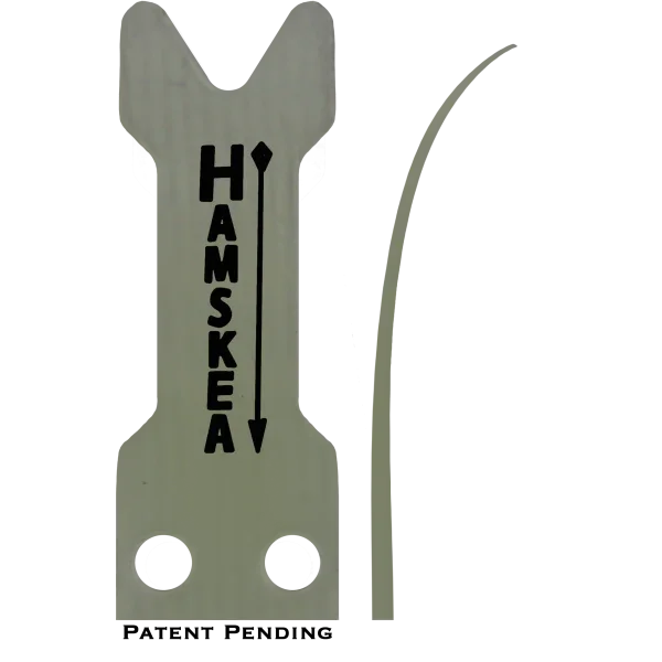 Hamskea arrow holder tool with text and arrow design on beige background