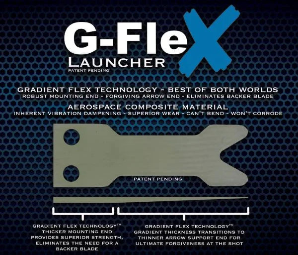 G-Flex Launcher aerospace composite arrow rest with gradient flex technology and patent pending design.