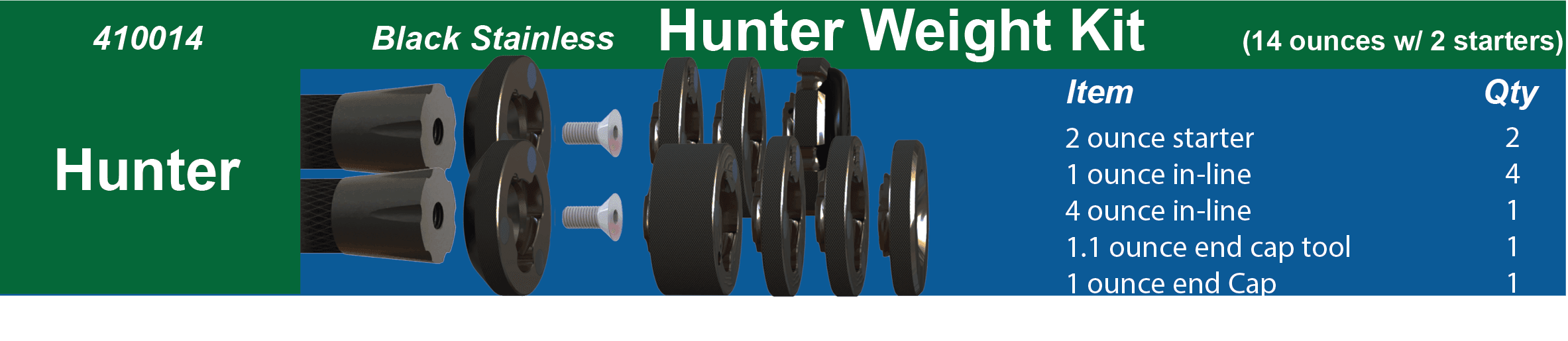 Hamskea Hunter Weight Kit black stainless quick change components and itemized parts list