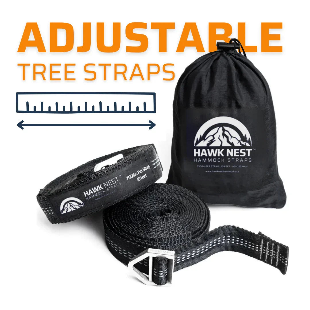 Hawk Nest adjustable hammock tree straps with bag and durable metal buckle