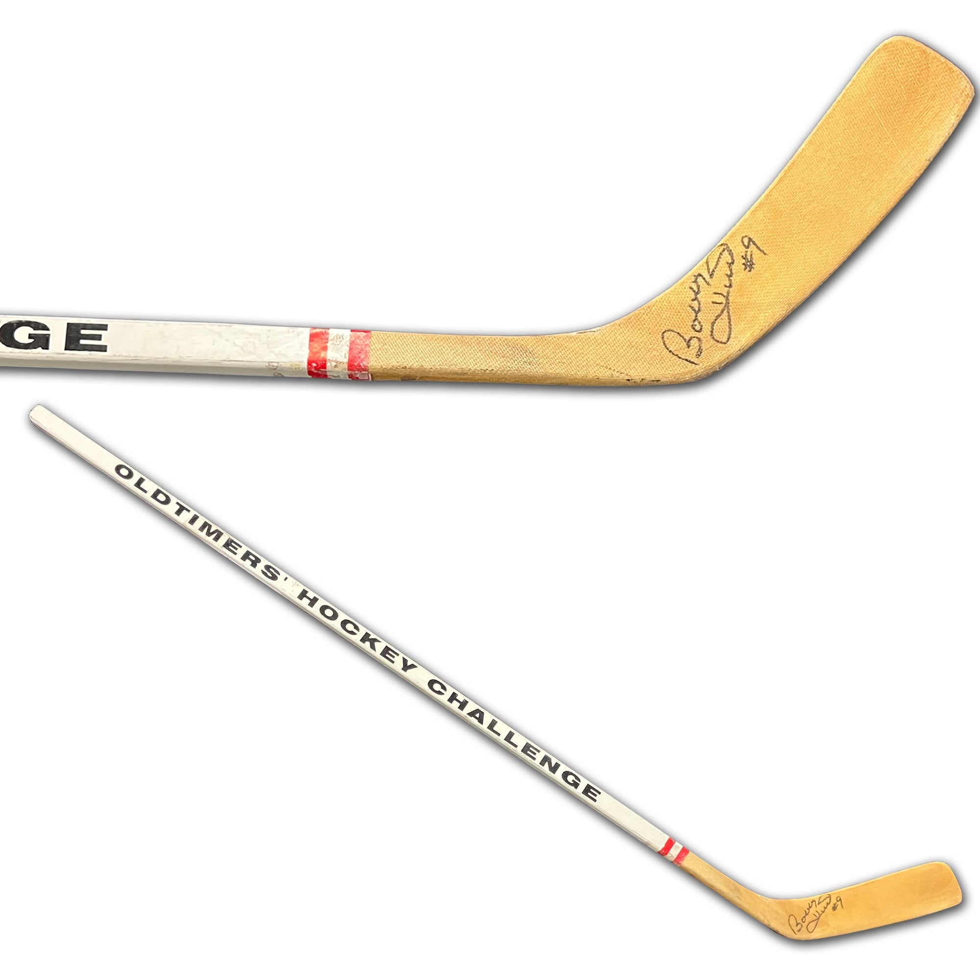 BOBBY HULL SIGNED OLD TIMERS HOCKEY CHALLENGE STICK