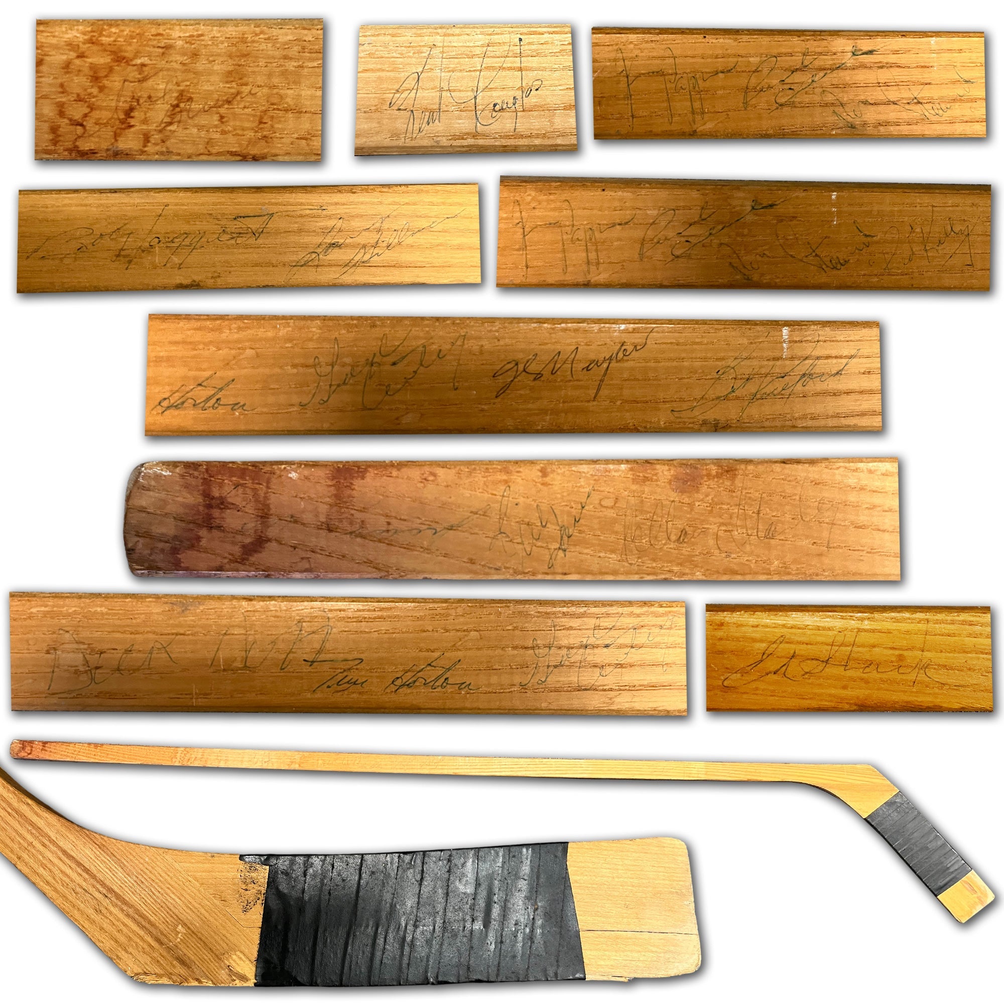 VINTAGE HOCKEY STICK WITH 19 LEGENDARY AUTOGRAPHS