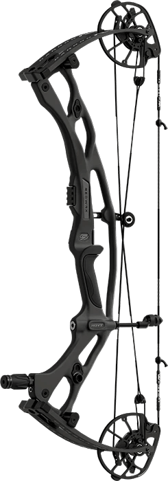 Mathews 55d RX9 blackout compound bow, black finish, isolated product image