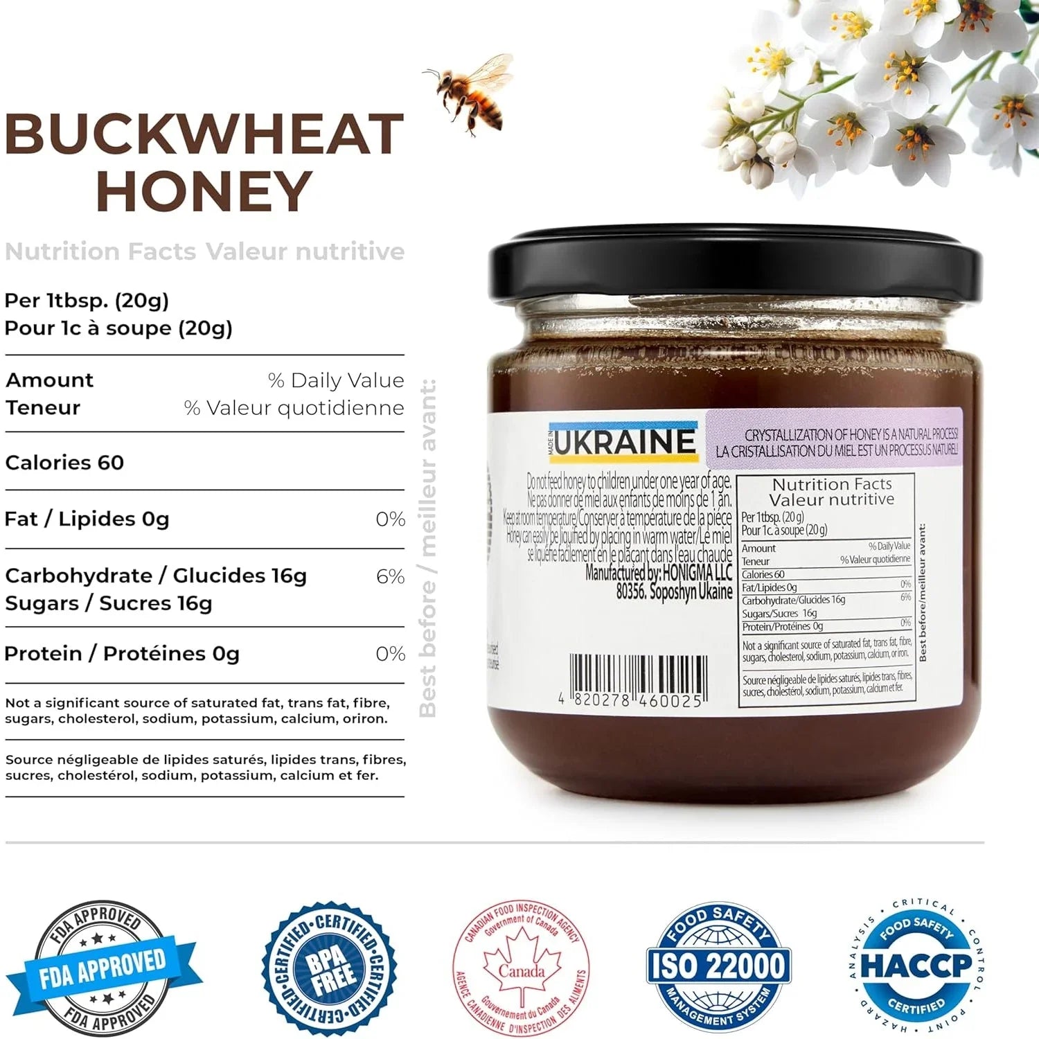 Hutsul Coffee Factory Pure Ukrainian Buckwheat Honey 250g