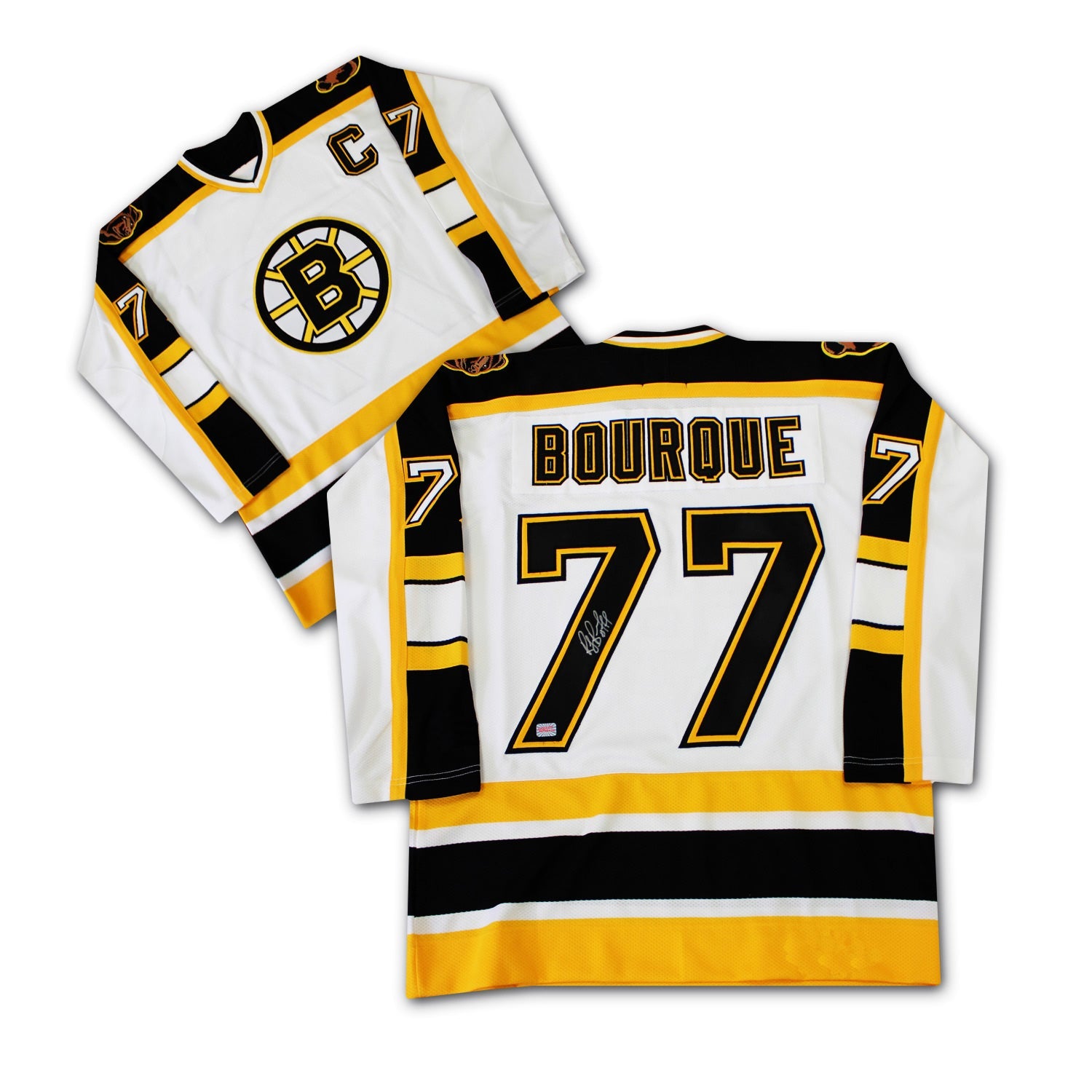 RAYMOND BOURQUE AUTOGRAPHED WHITE BOSTON BRUINS JERSEY