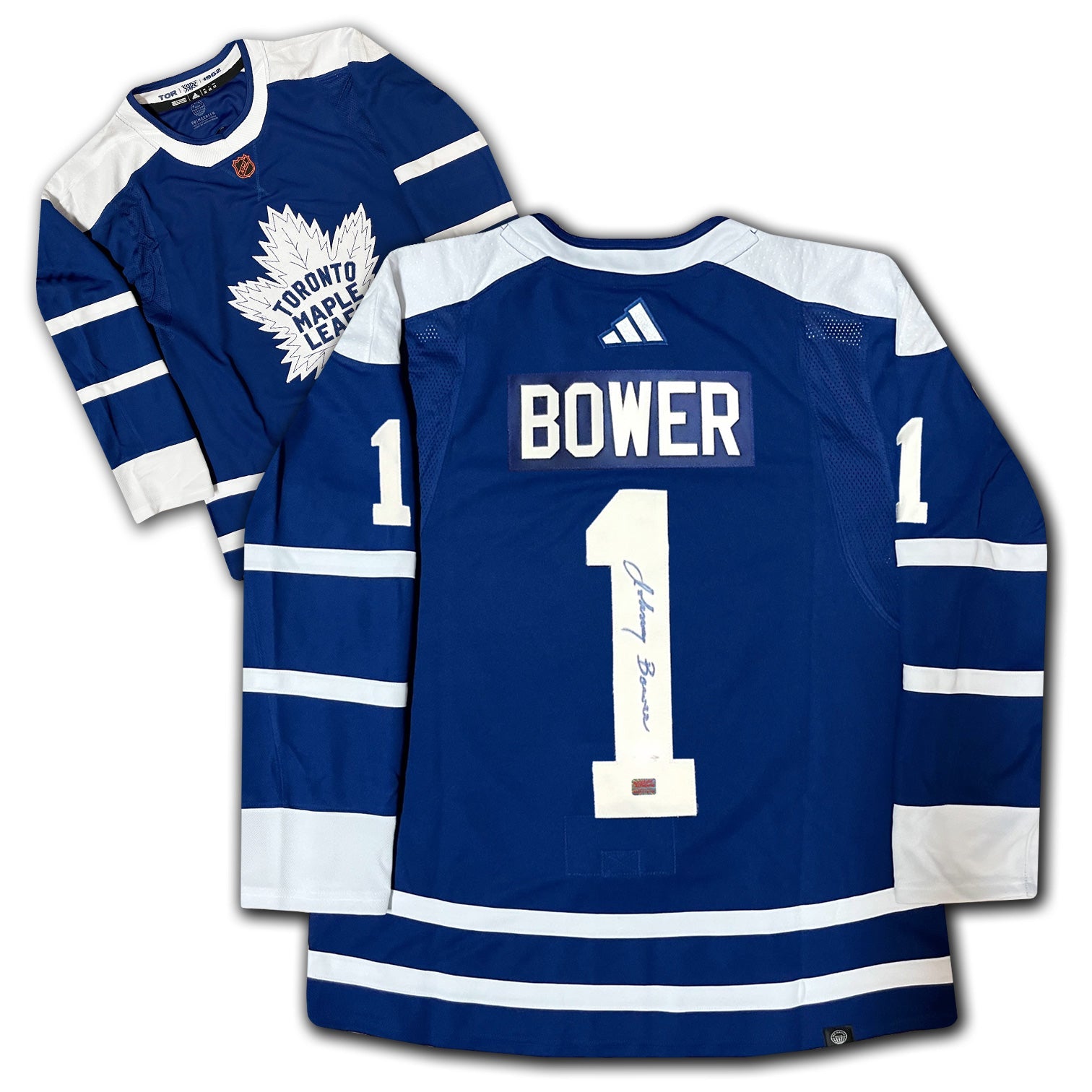 JOHNNY BOWER SIGNED TORONTO MAPLE LEAFS REVERSE RETRO JERSEY