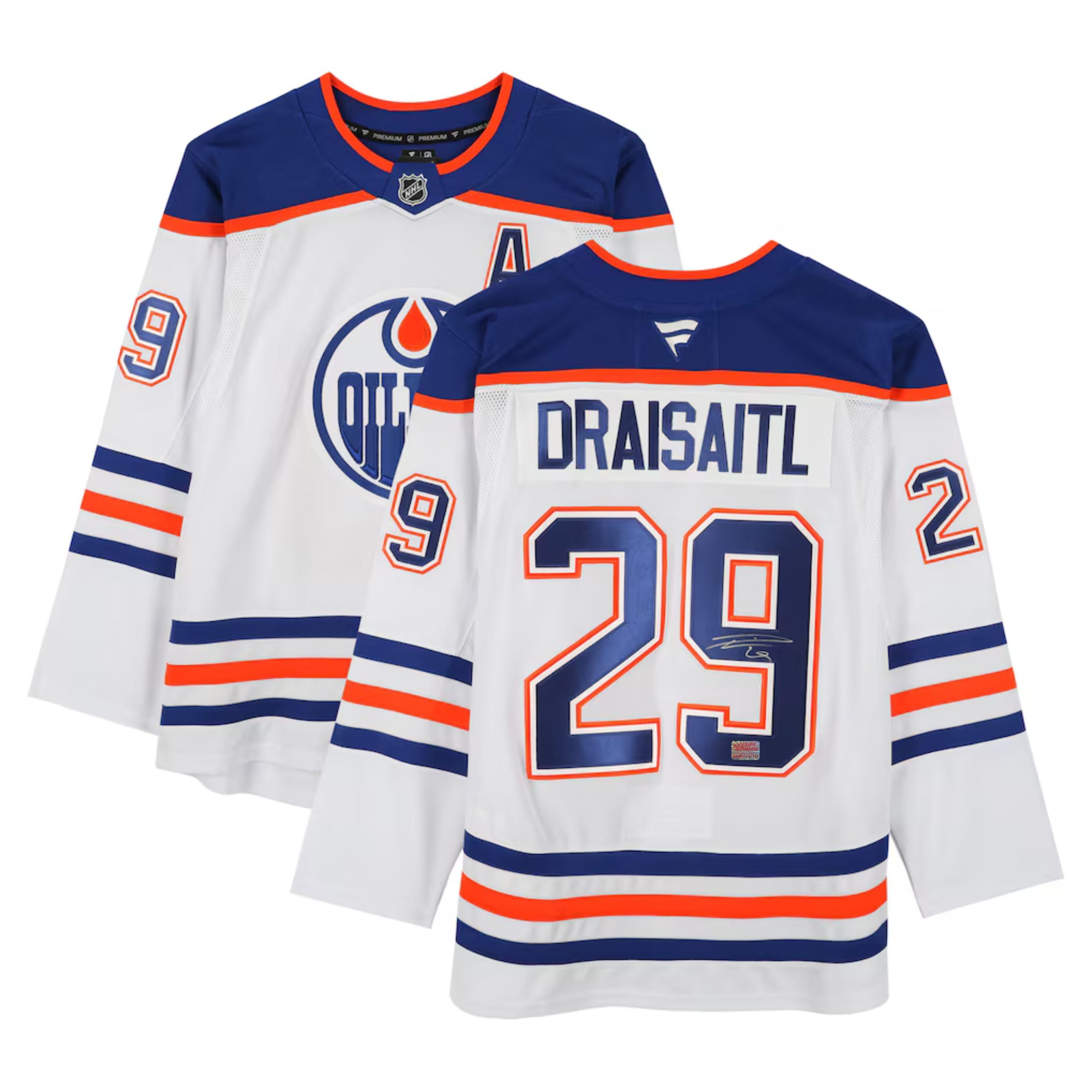 LEON DRAISAITL AUTOGRAPHED EDMONTON OILERS WHITE JERSEY – SIGNED NHL HOCKEY MEMORABILIA COLLECTIBLE (SIZE L OR XL) - Image 2