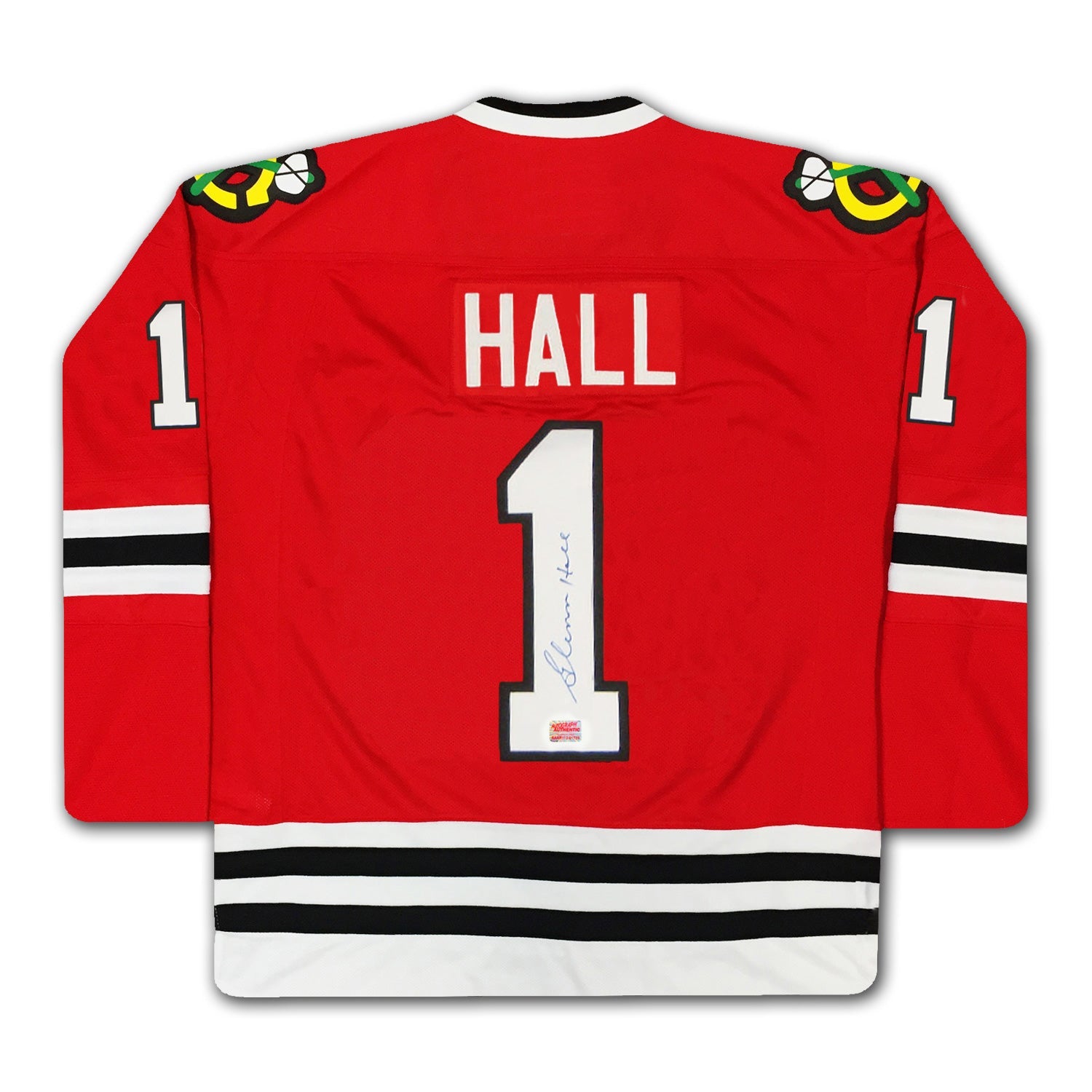 GLENN HALL AUTOGRAPHED RED CHICAGO BLACKHAWKS JERSEY