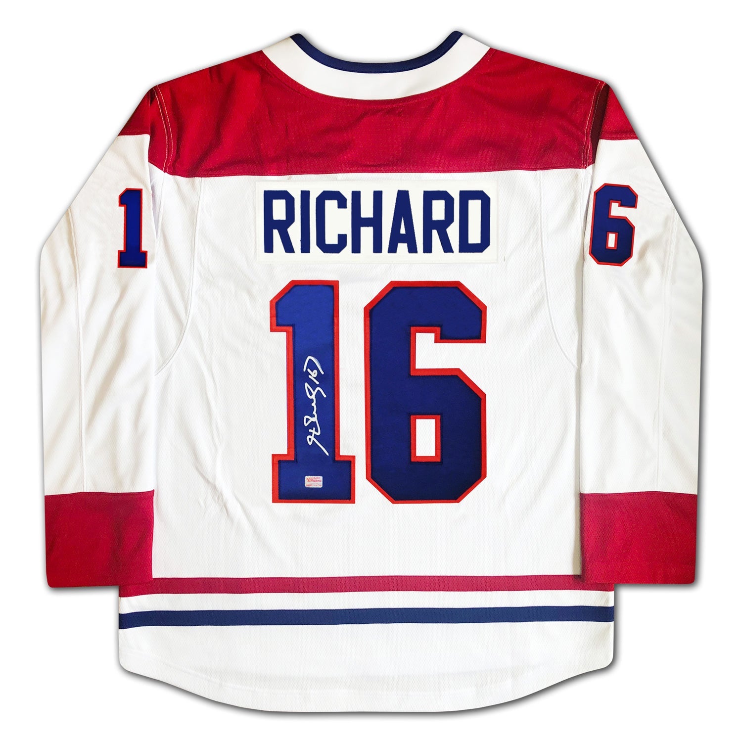 HENRI RICHARD AUTOGRAPHED MONTREAL CANADIENS WHITE JERSEY – SIGNED NHL HOCKEY MEMORABILIA COLLECTIBLE (SIZE L OR XL) - Image 2