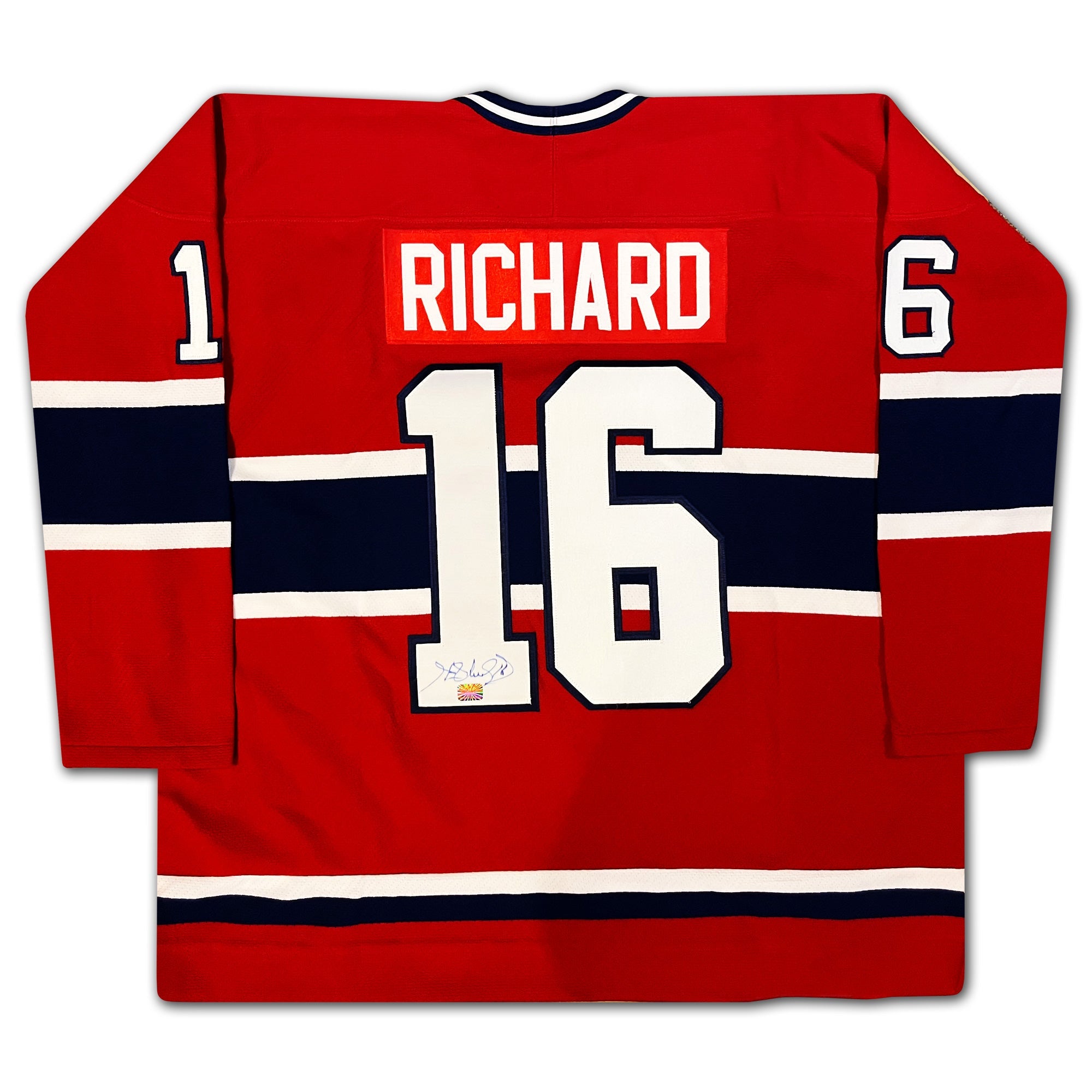 HENRI RICHARD AUTOGRAPHED RED MONTREAL CANADIENS JERSEY