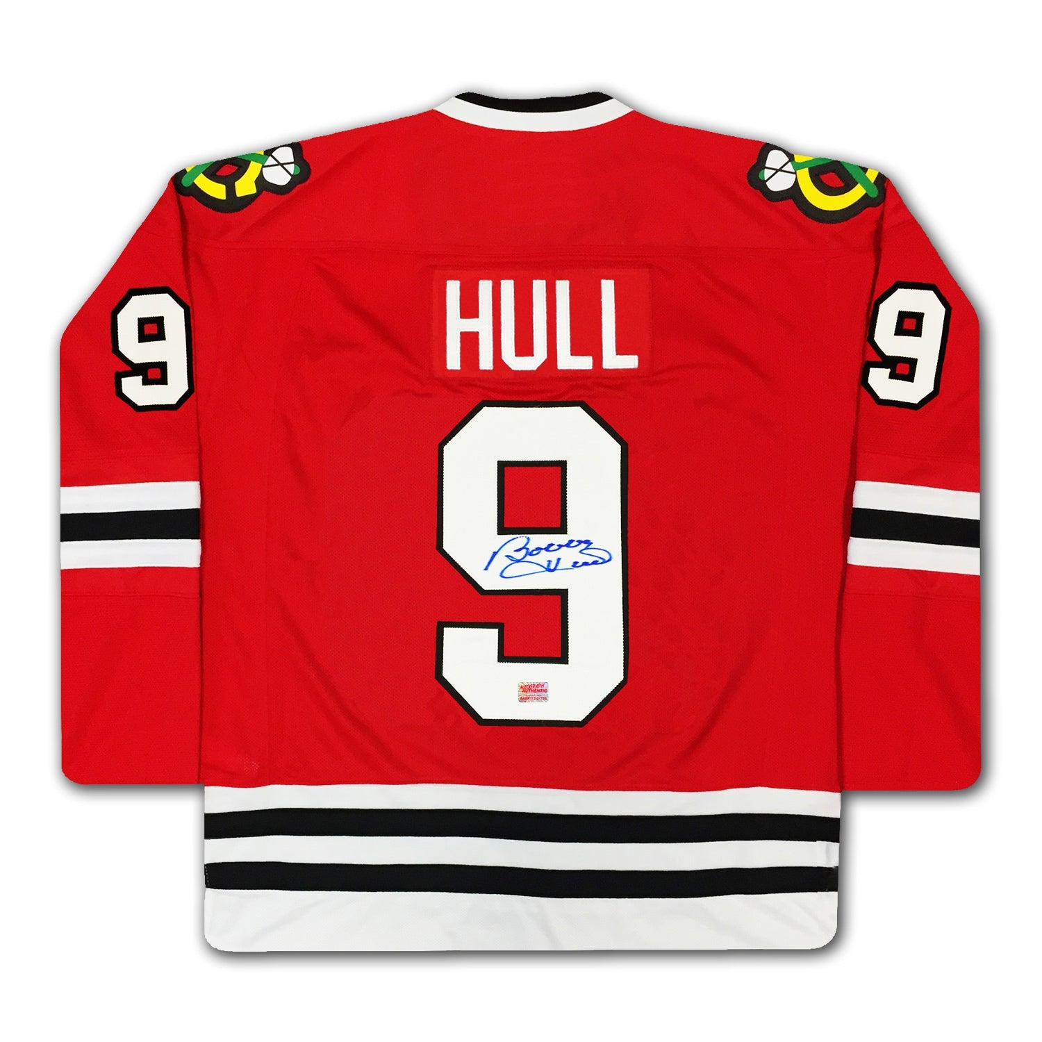 BOBBY HULL AUTOGRAPHED RED CHICAGO BLACKHAWKS JERSEY