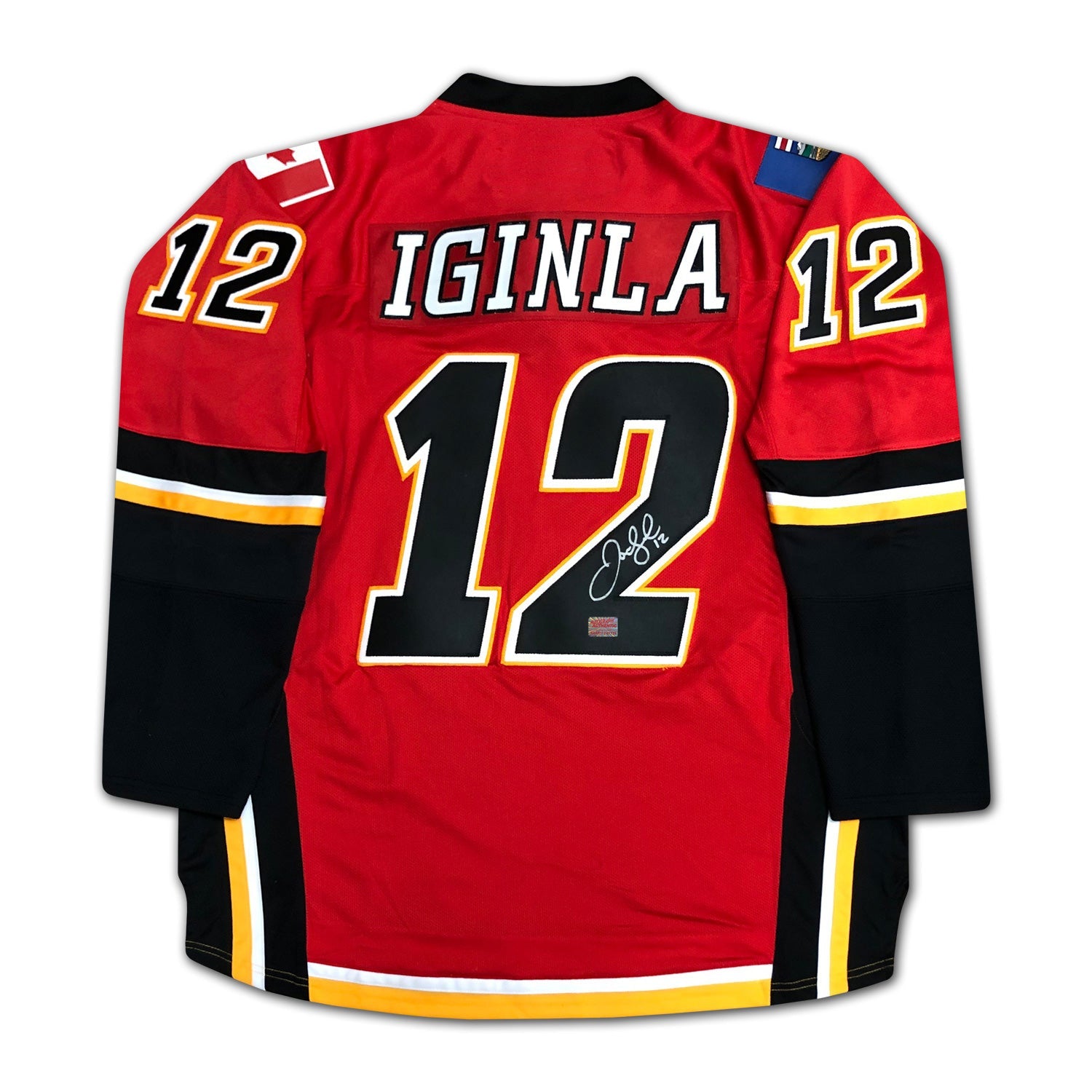 JAROME IGINLA AUTOGRAPHED RED CALGARY FLAMES JERSEY