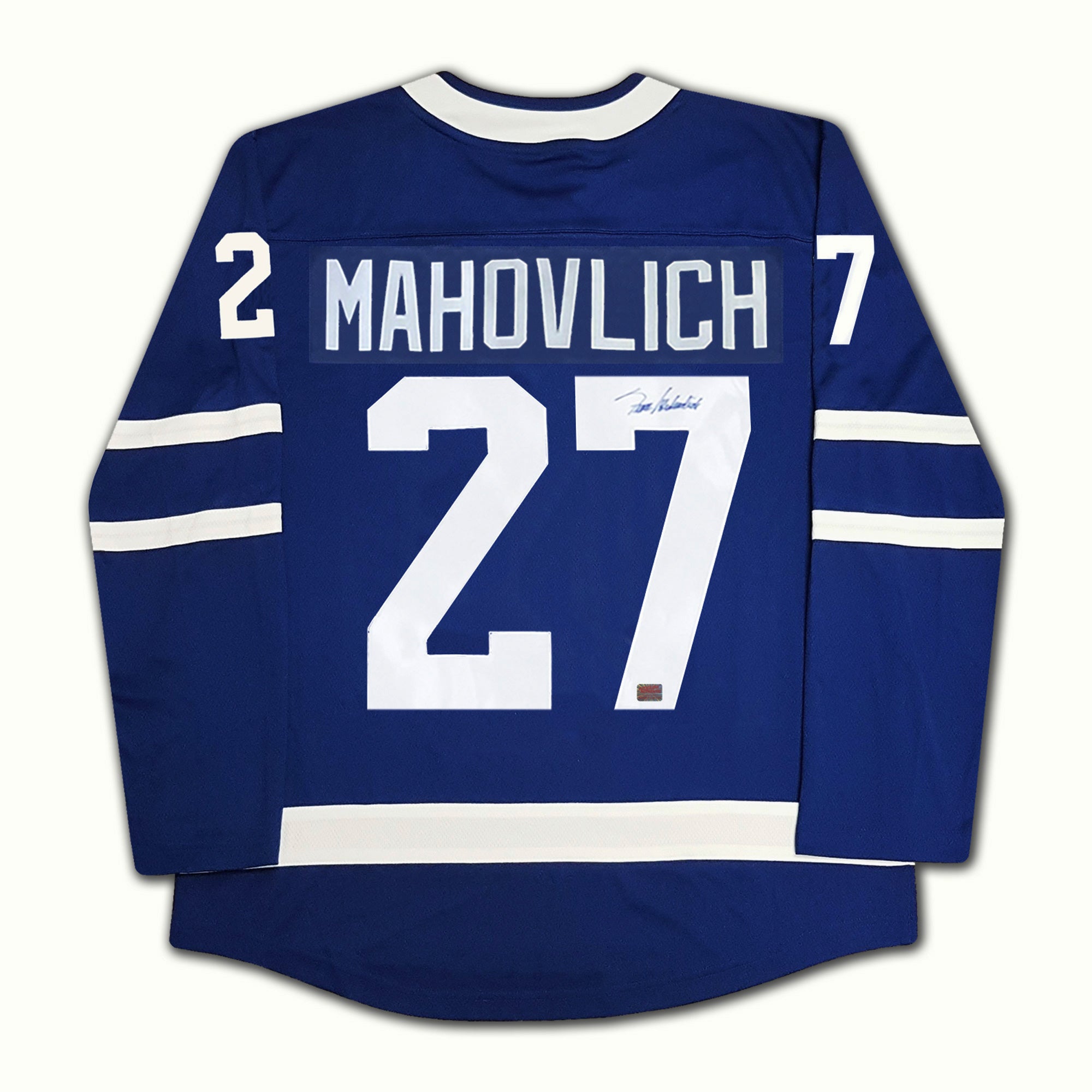 FRANK MAHOVLICH AUTOGRAPHED BLUE TORONTO MAPLE LEAFS JERSEY