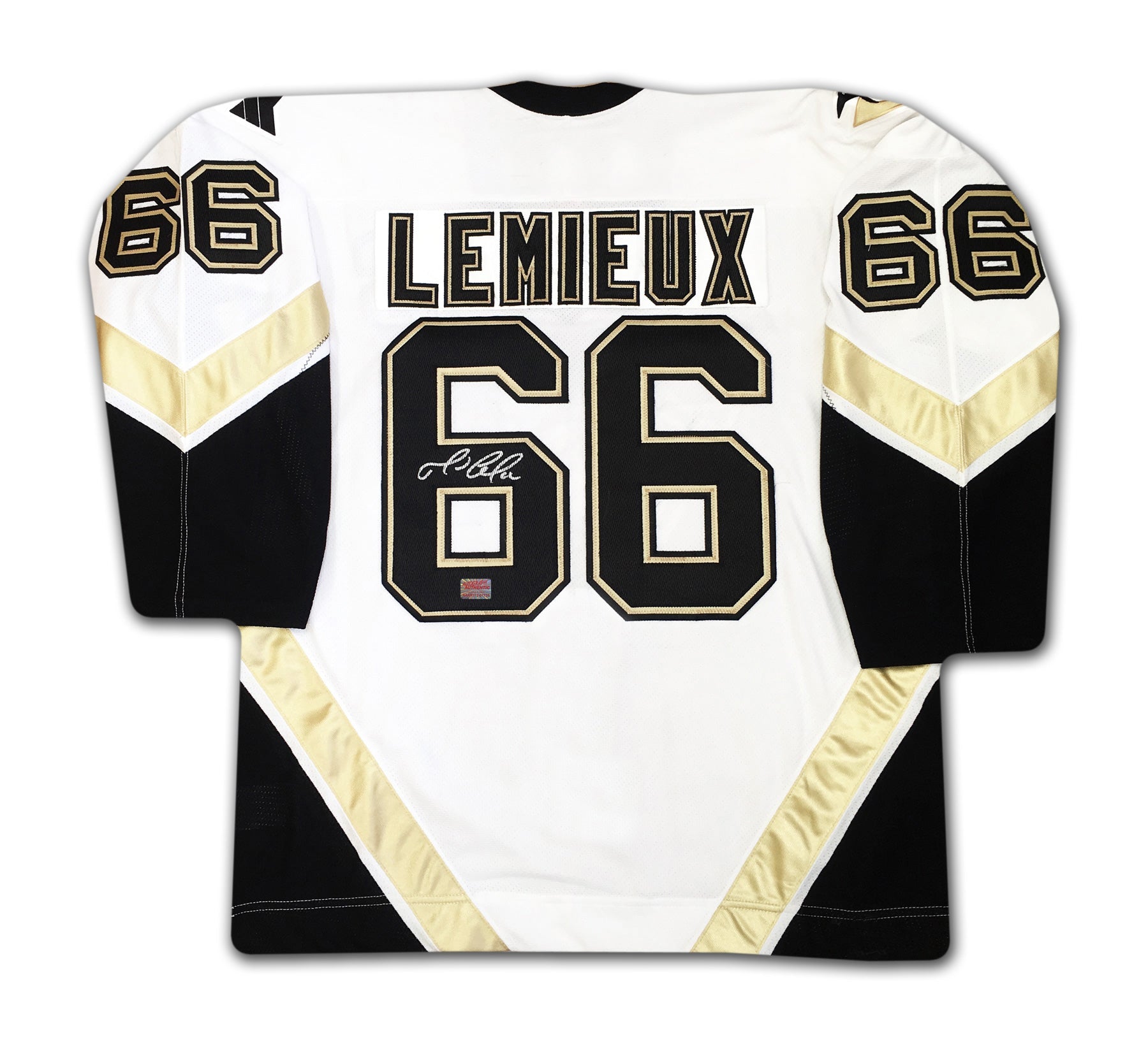 MARIO LEMIEUX AUTOGRAPHED PITTSBURGH PENGUINS WHITE JERSEY – SIGNED NHL HOCKEY COLLECTIBLE (SIZE L OR XL) - Image 2