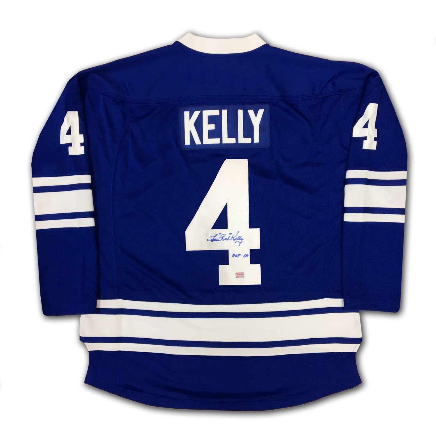 RED KELLY AUTOGRAPHED BLUE TORONTO MAPLE LEAFS JERSEY