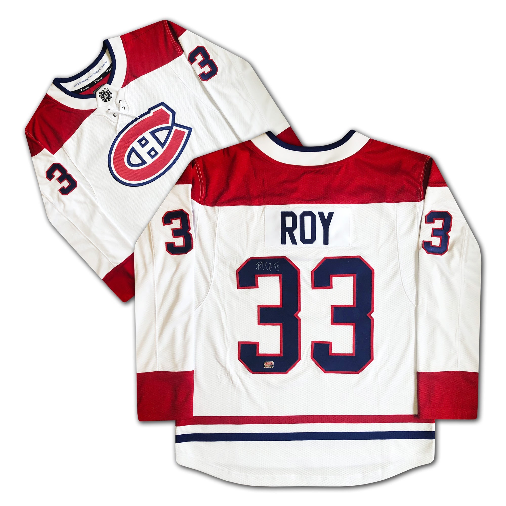 PATRICK ROY AUTOGRAPHED WHITE MONTREAL CANADIENS JERSEY