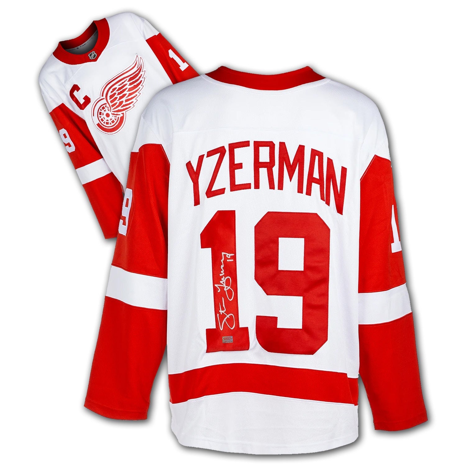 STEVE YZERMAN AUTOGRAPHED WHITE DETROIT RED WINGS JERSEY