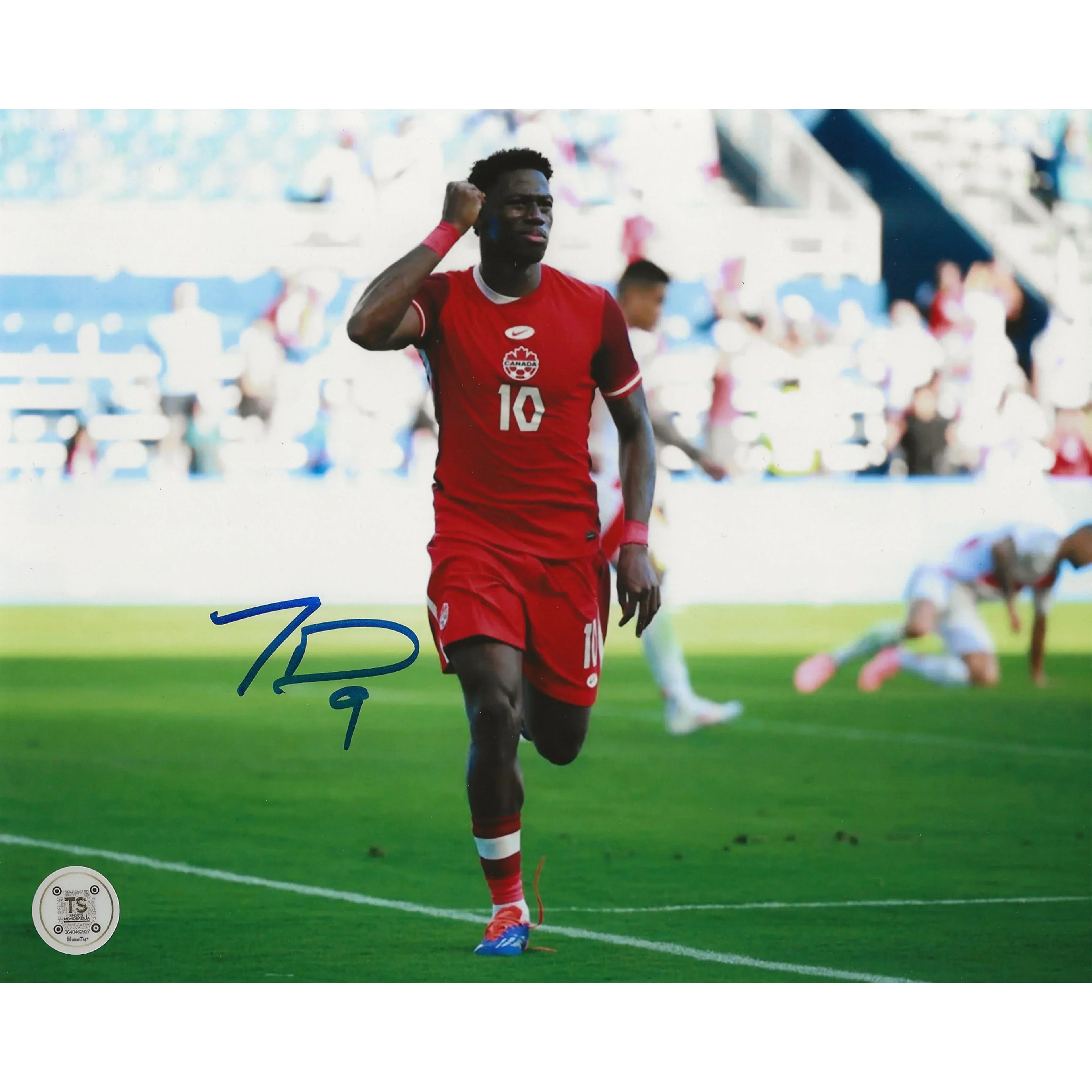 Jonathan David Autographed Canada Men's National Team Goal Celebration 8x10 Photo