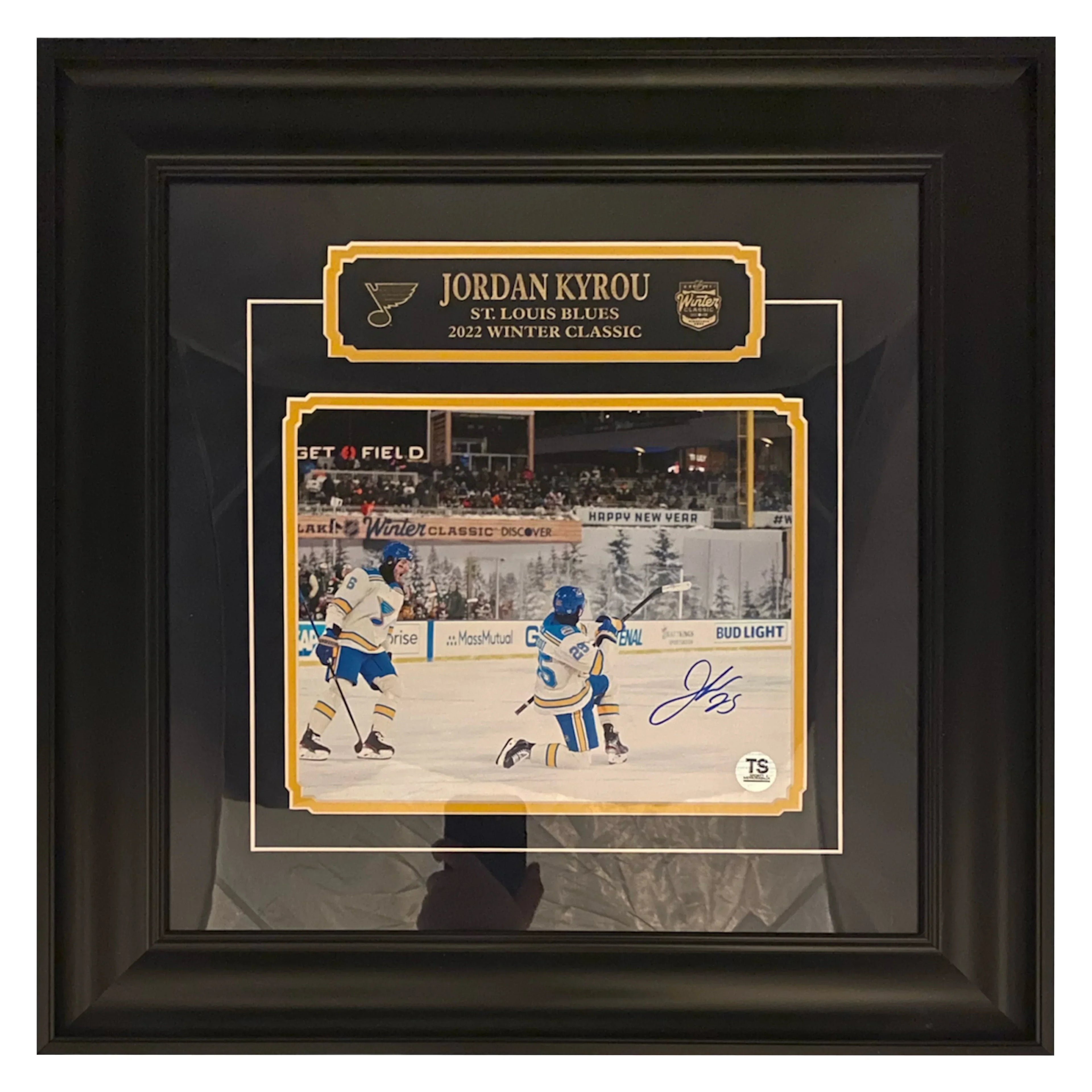 Jordan Kyrou Autographed St. Louis Blues 2022 Winter Classic 8x10 Framed
