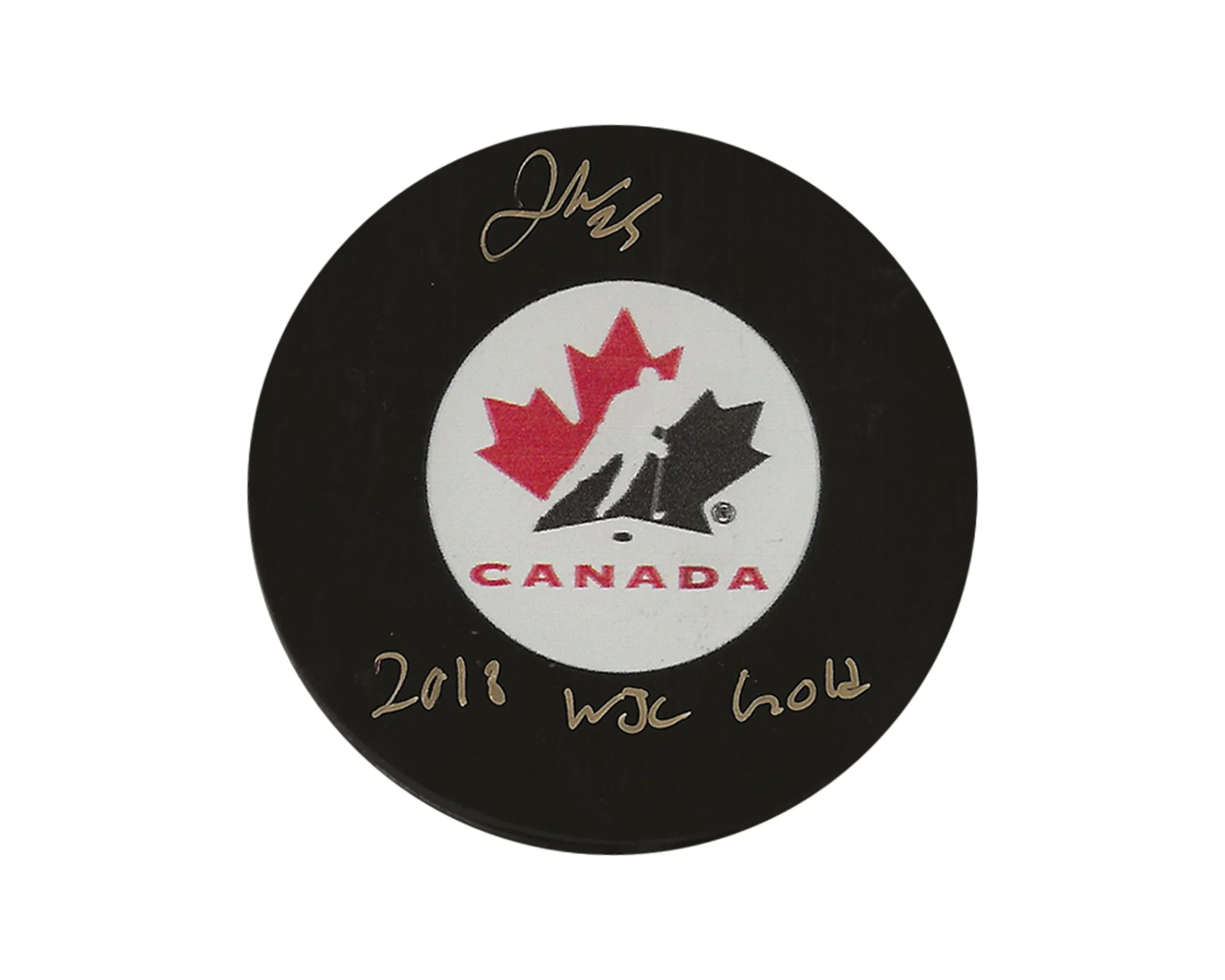 Jordan Kyrou Autographed Team Canada Autograph Model Puck Inscribed '2018 WJC Gold'