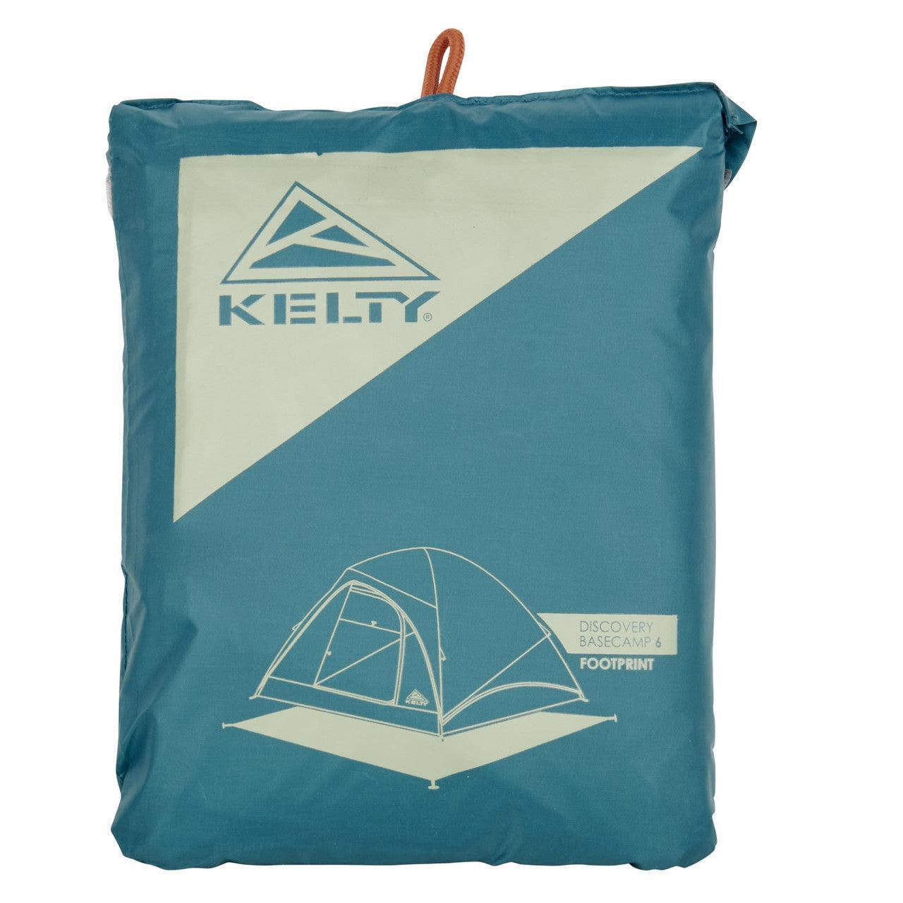 Kelty Discovery Basecamp 6 footprint in blue carrying bag with tent graphic