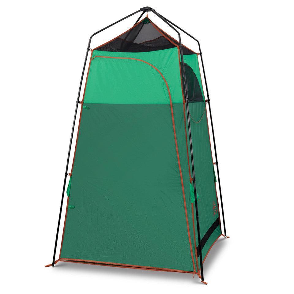 Kelty Discovery H2GO green outdoor privacy shelter tent with black frame on white background