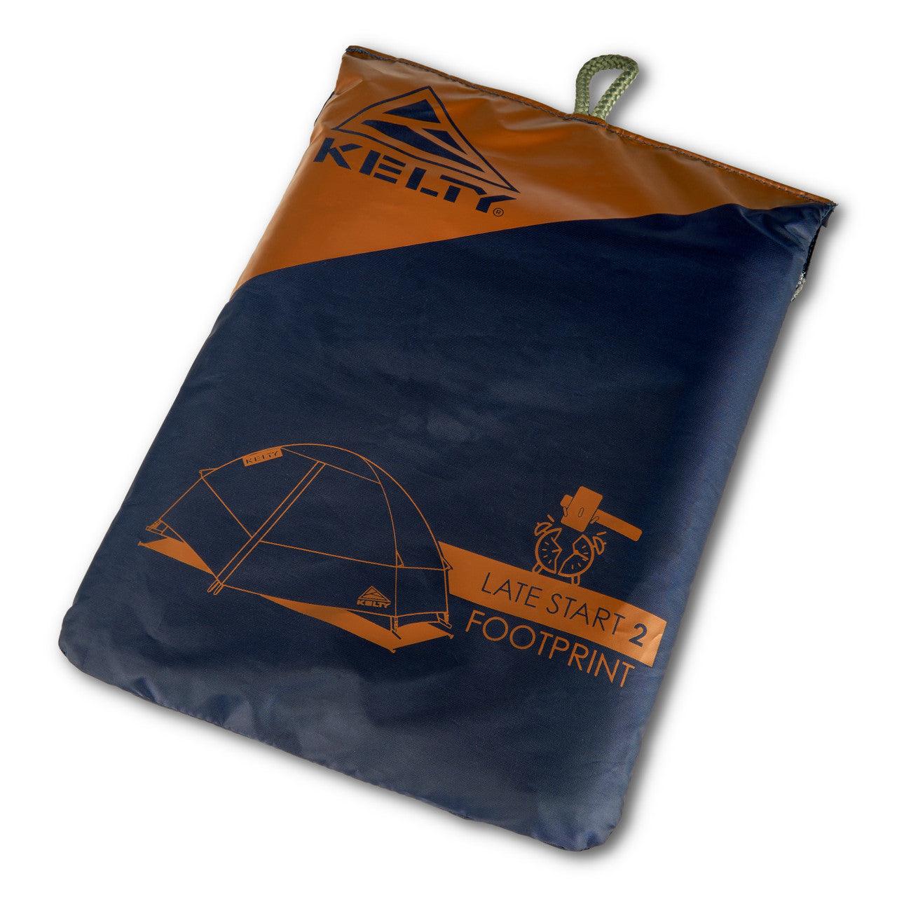 Kelty Late Start 2 Footprint tent groundsheet in blue and orange carrying pouch