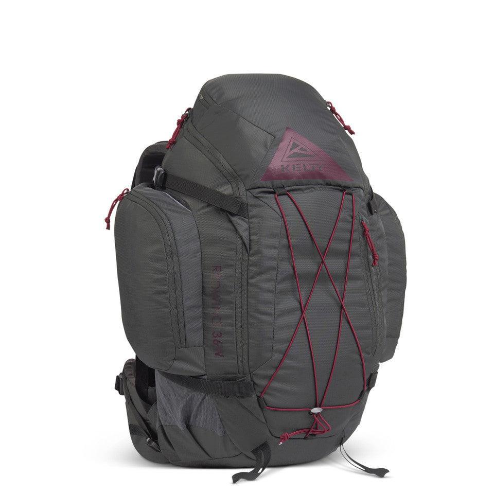 Kelty Redwing 36 women's backpack in dark gray with red accents, outdoor gear