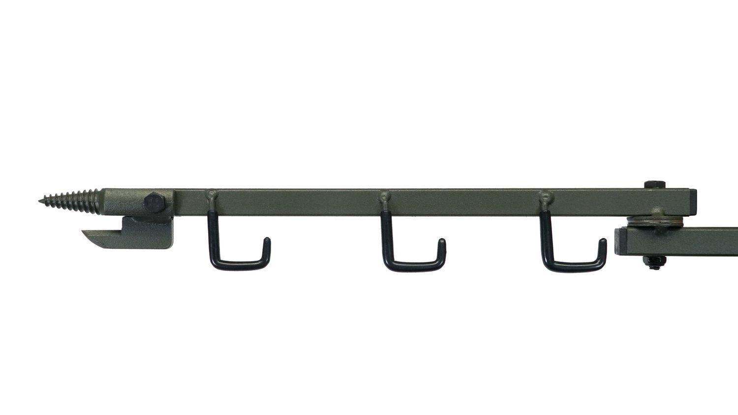 Last Chance Archery Power Lock Pro bow hanger with three hooks, green metal finish