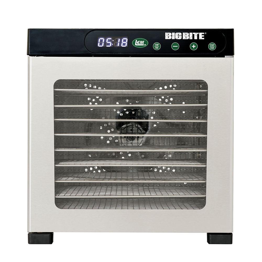 Stainless steel 10-tray Big Bite food dehydrator with digital control panel