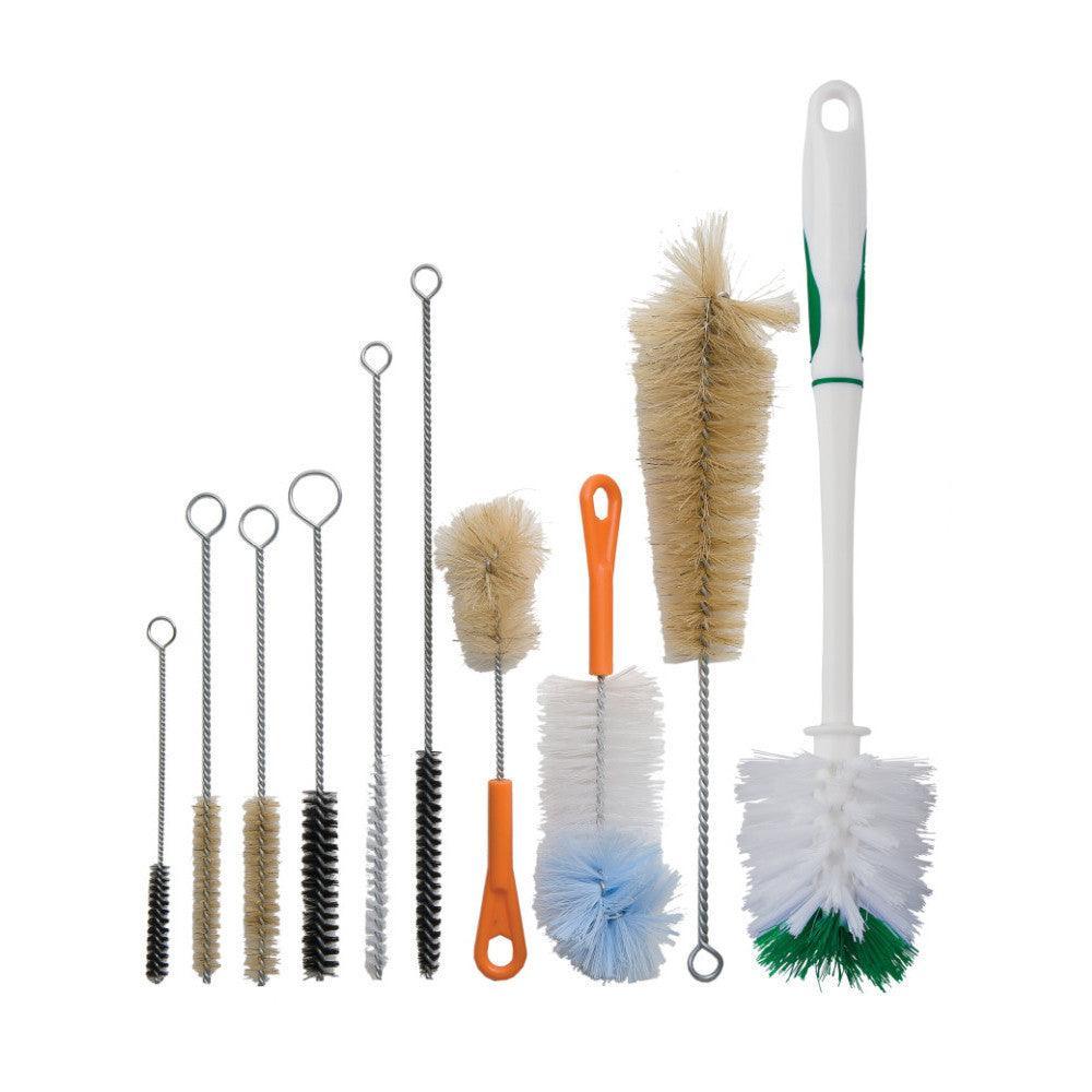 Grinder cleaning brush kit with assorted brushes on white background