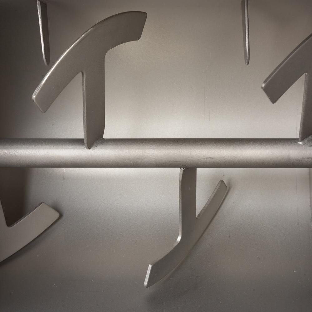 Stainless steel mixing paddles inside LEM Mighty Bite manual meat mixer 20 lb