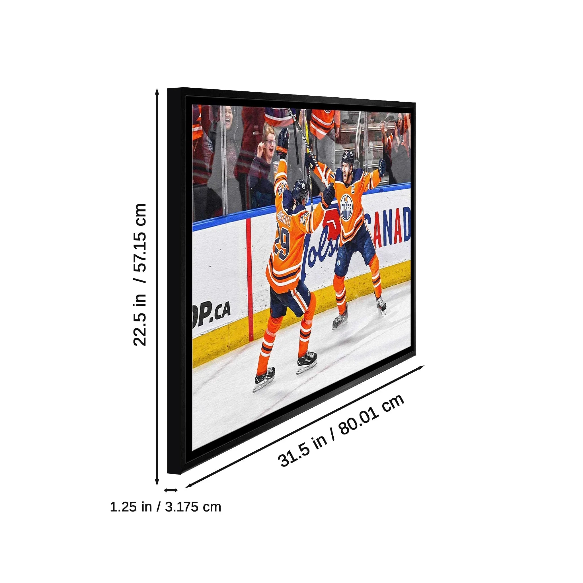 Edmonton Oilers hockey players celebrating on framed wall art, size 31.5x22.5 inches