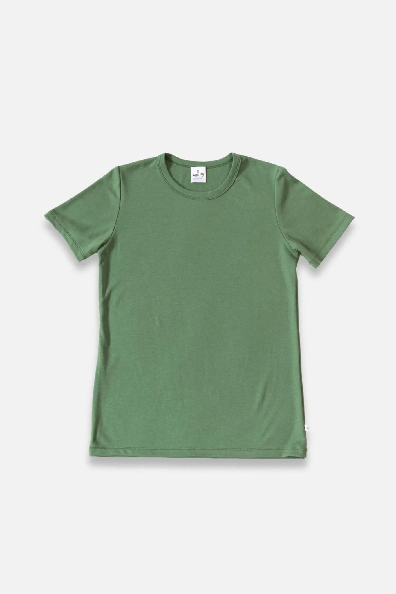 Green bamboo ladies t-shirt with short sleeves on white background