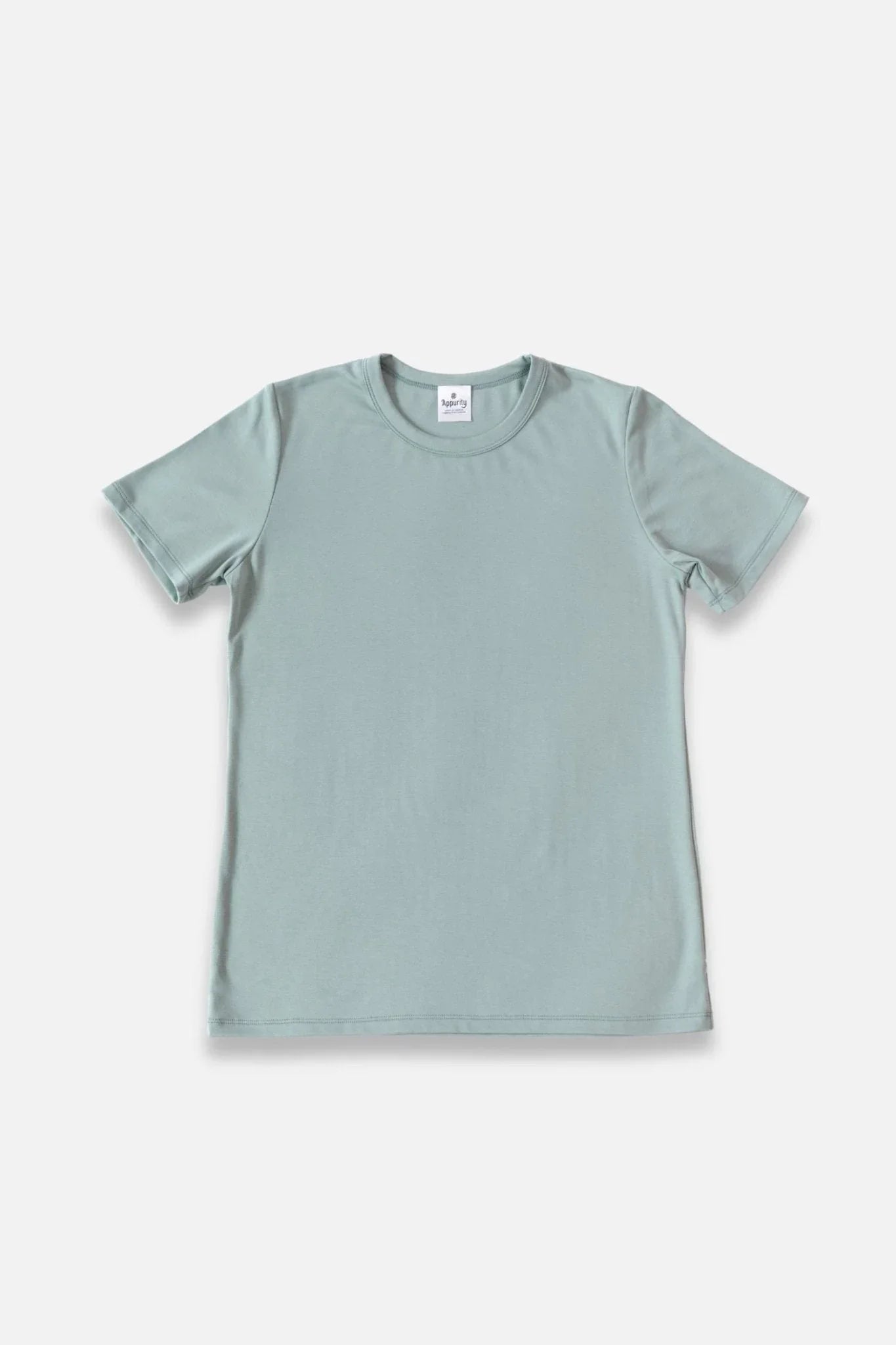 Light green ladies bamboo t-shirt with short sleeves on a plain white background