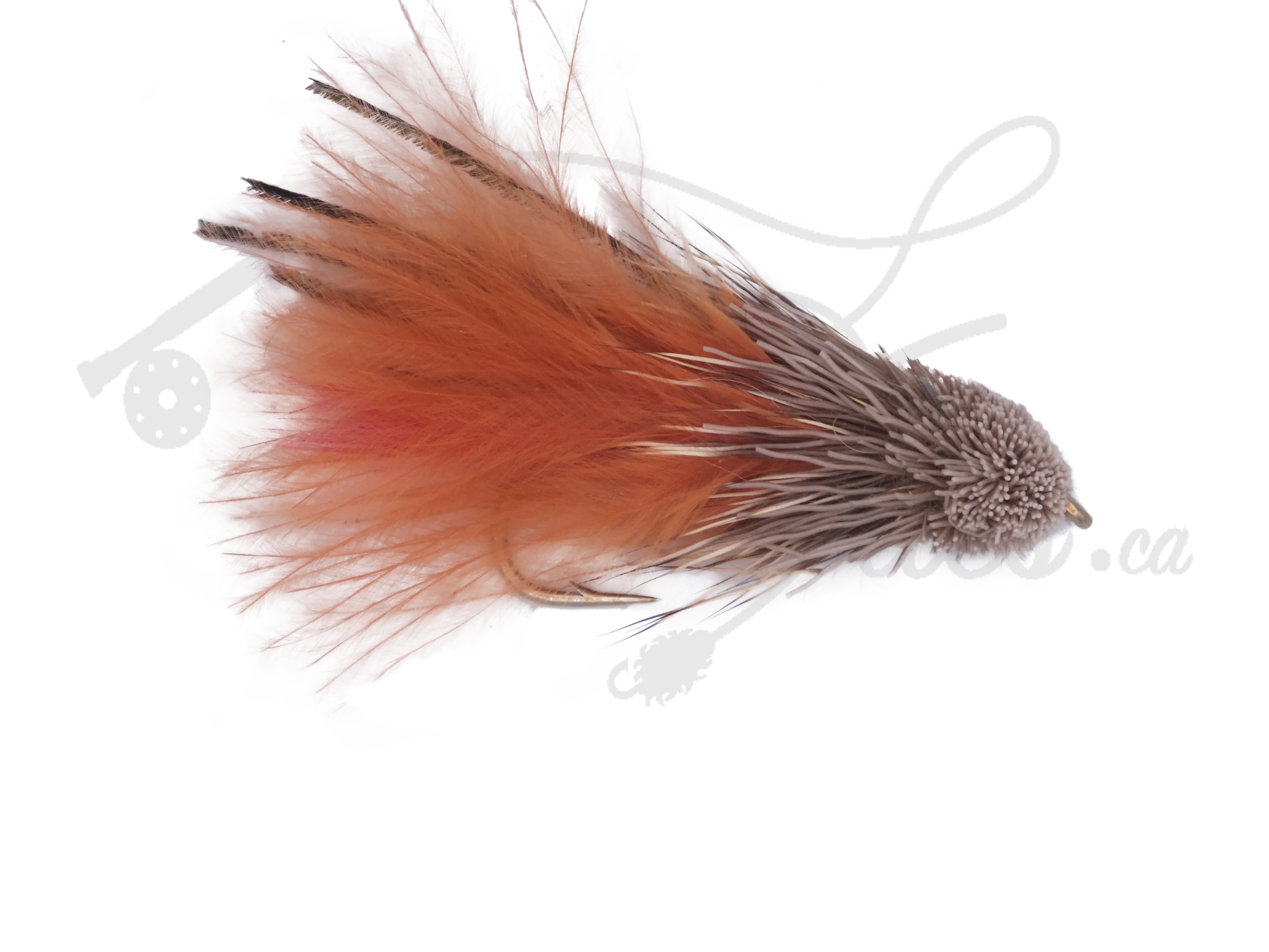 Marabou Muddler Brown fly fishing lure with fluffy brown feather body and deer hair head