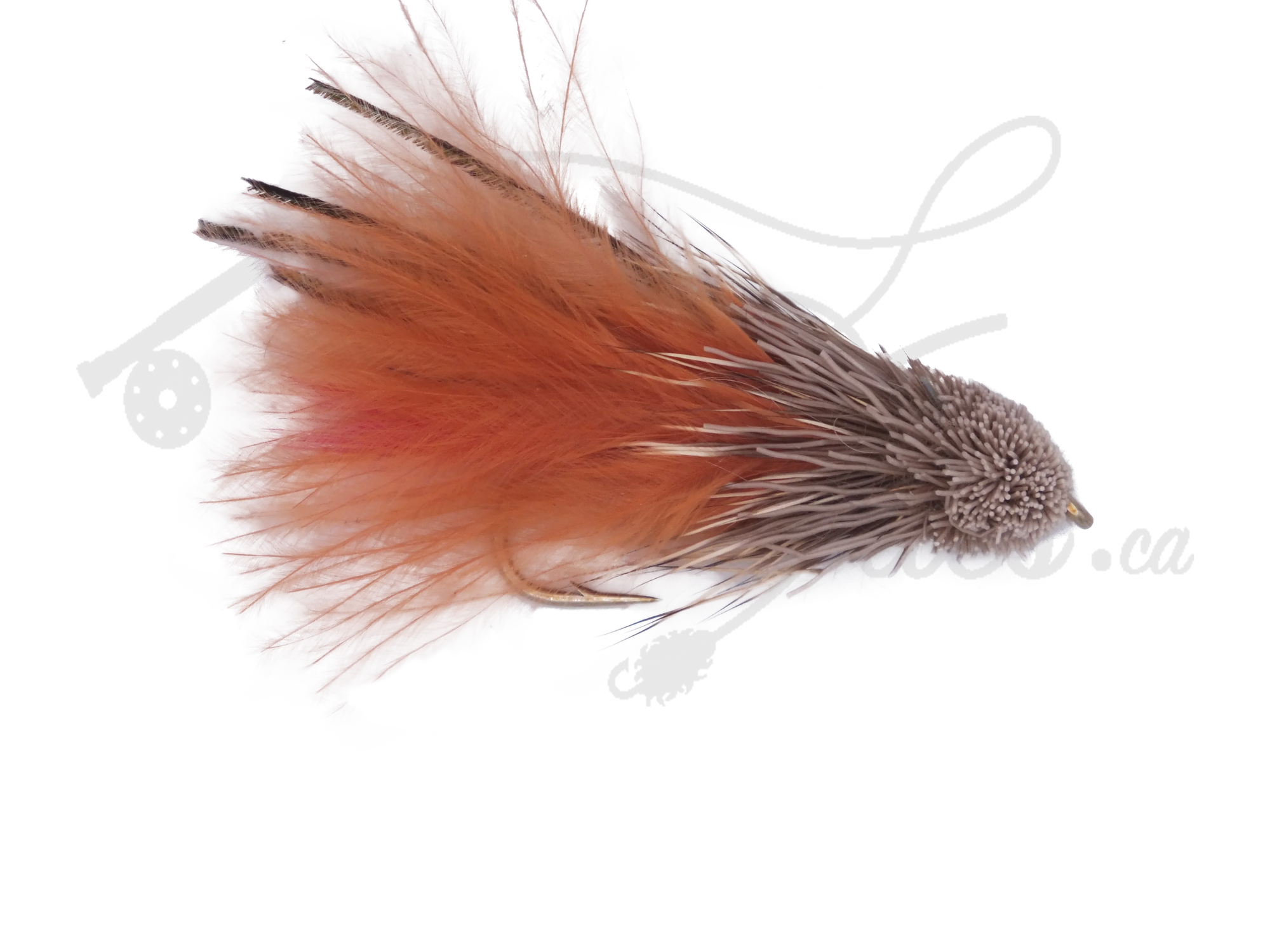 Marabou Muddler Brown fly fishing lure with fluffy brown feather body and deer hair head
