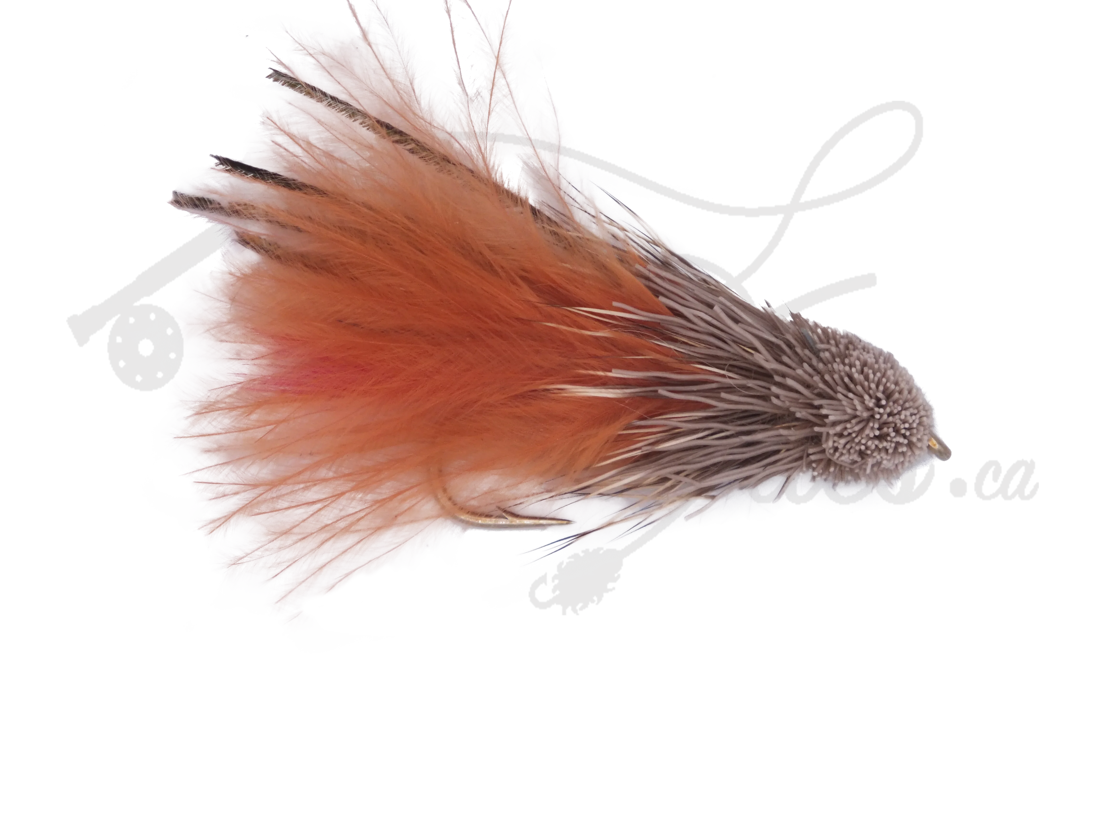 Marabou Muddler Brown fly fishing lure with fluffy brown feather body and deer hair head