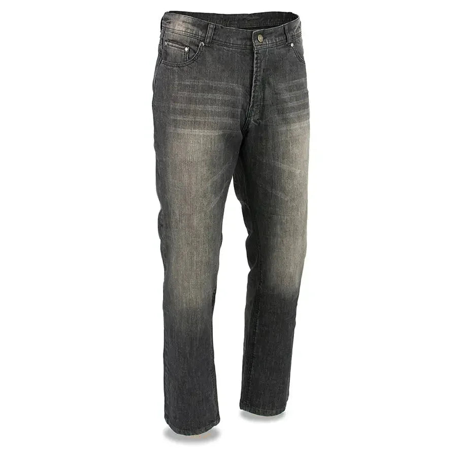 Milwaukee Leather men’s reinforced denim motorcycle jeans in faded gray