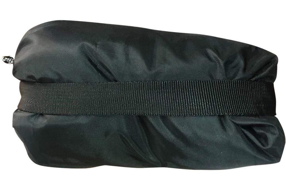 Black hammock mosquito net in compact travel bag with strap