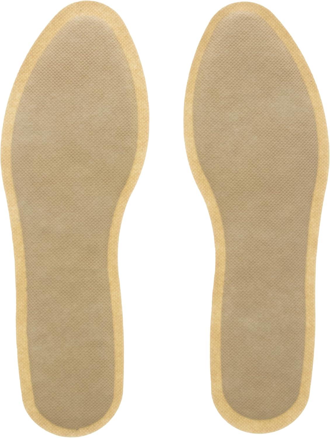 Pair of beige adhesive shoe grip pads anti-slip sole protectors top view