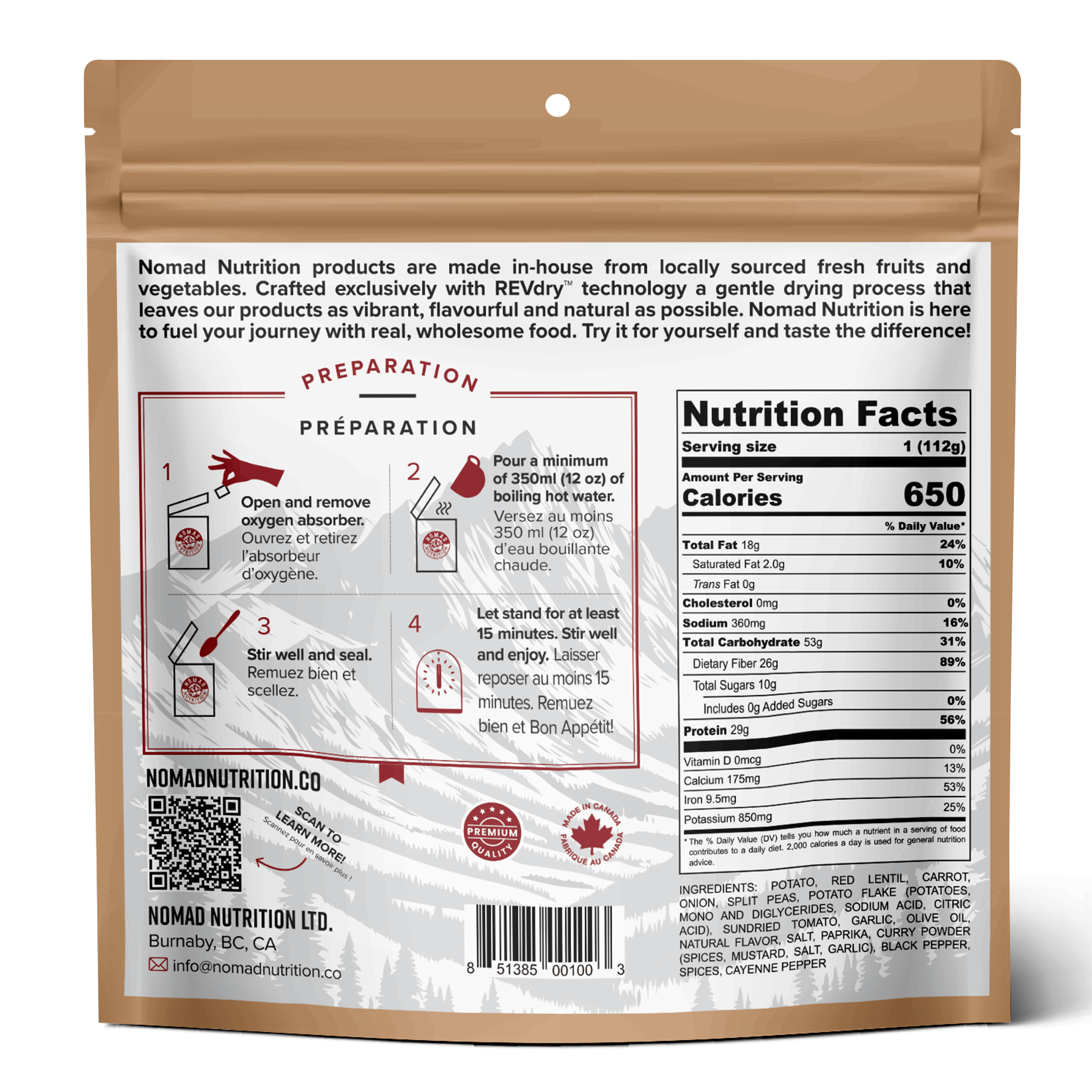 Nomad Nutrition Indian Red Lentil Stew